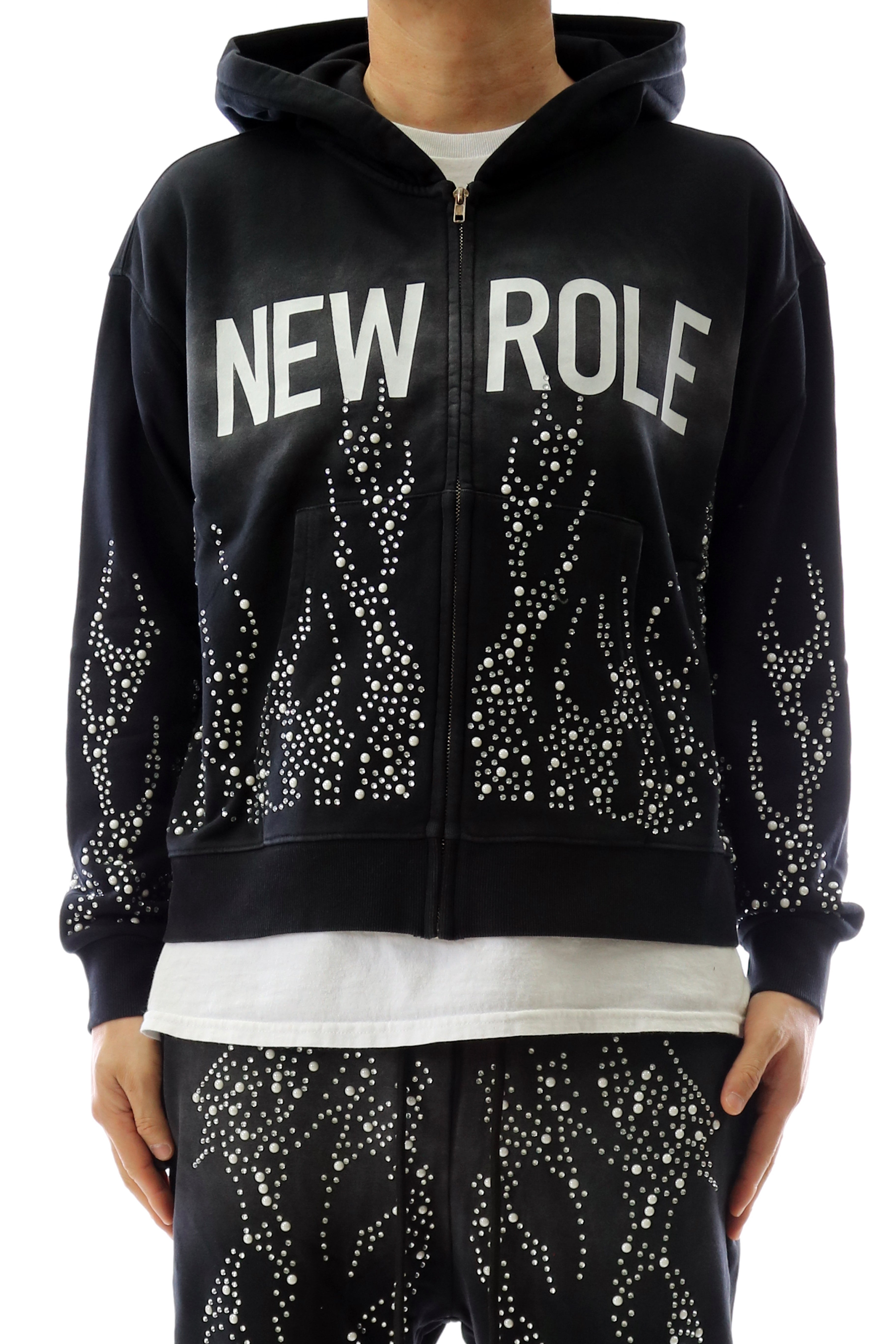 PANTHEON French Terry Long Sleeve Crop Top Full Zip Hoodie