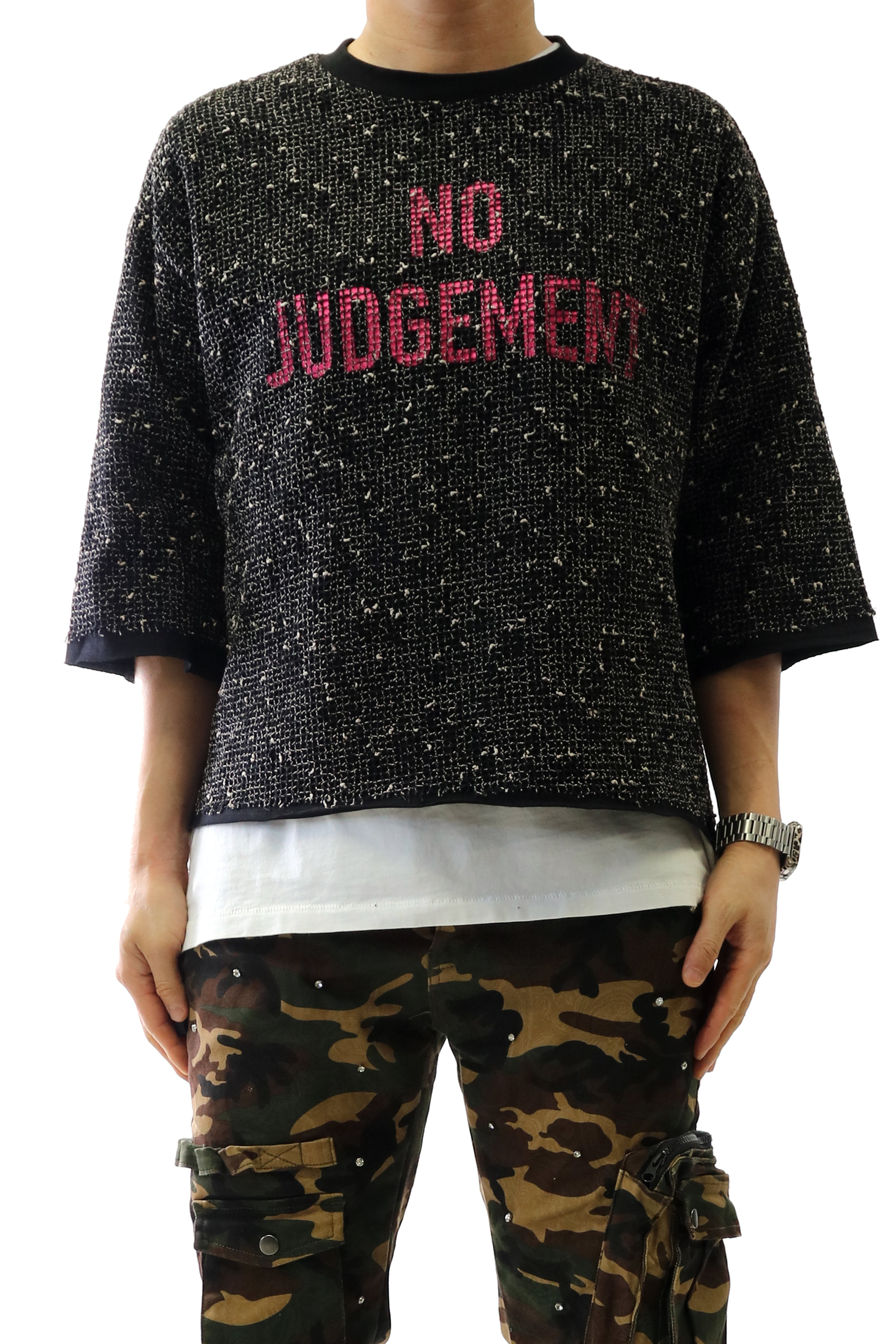 DIVINE S/N Jersey 3/4 Sleeve Crop Top Tee