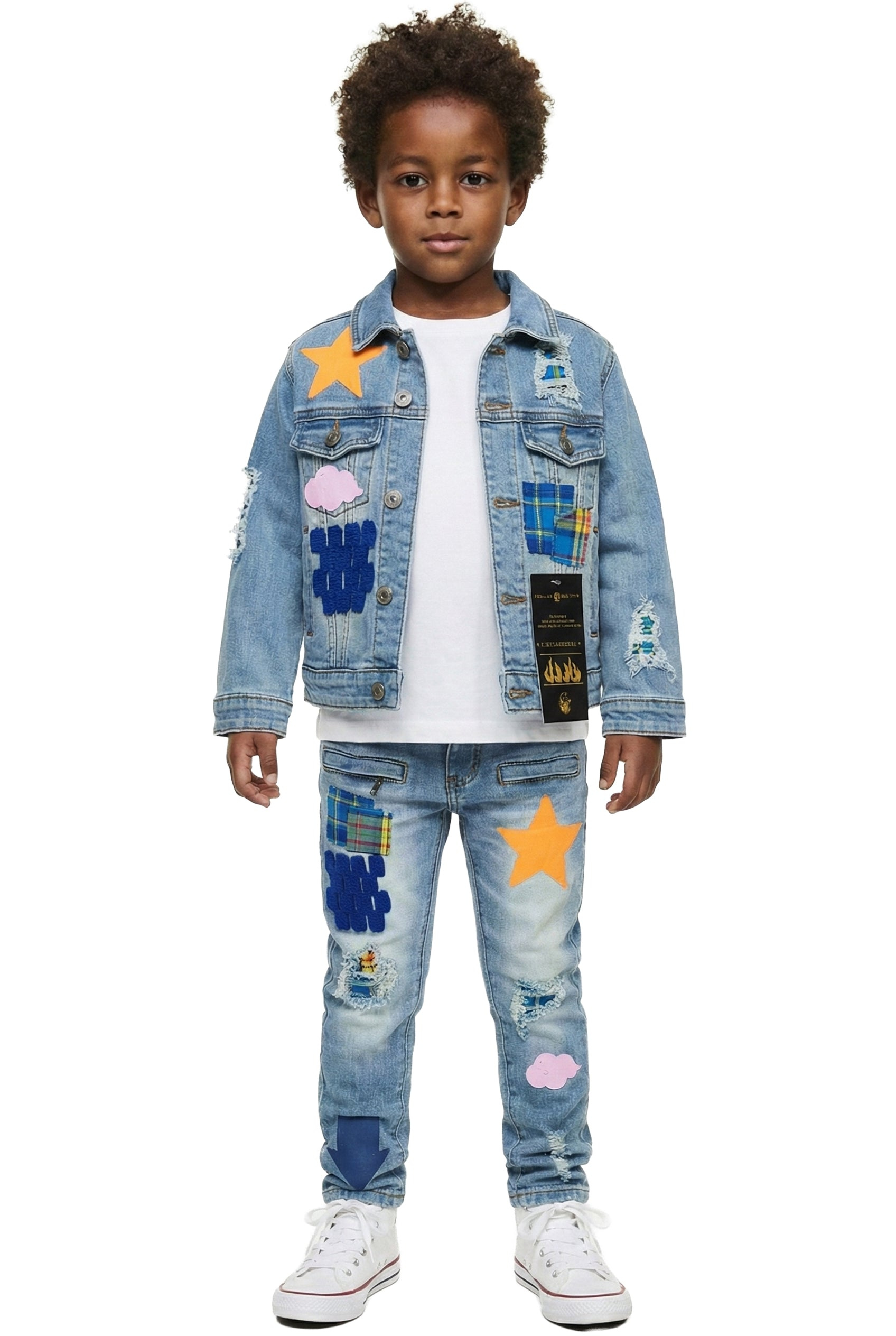 CALYPSO Kid's Washed Stretching Denim Jacket & Pants Set