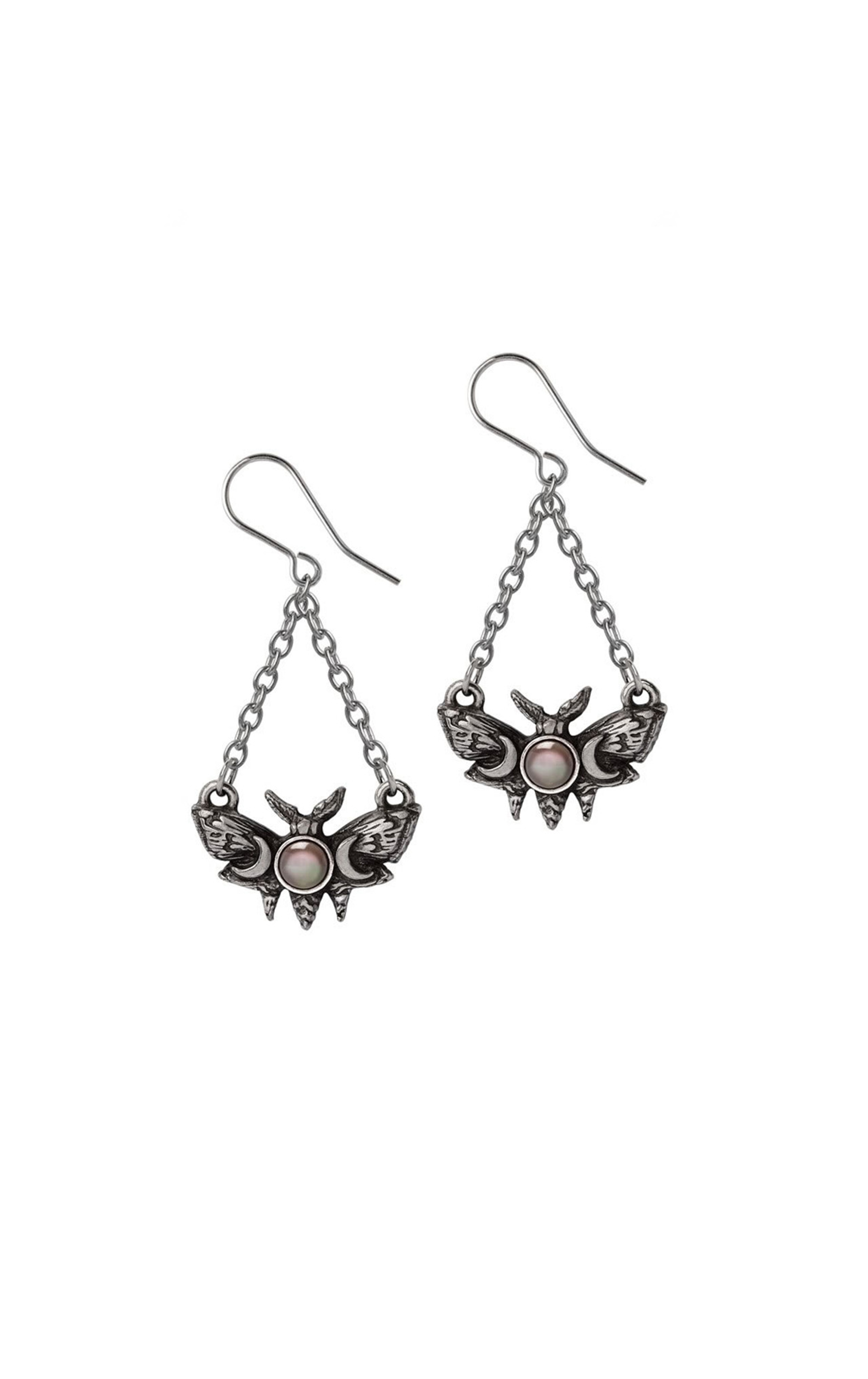 Lunar Moth Dropper Earrings