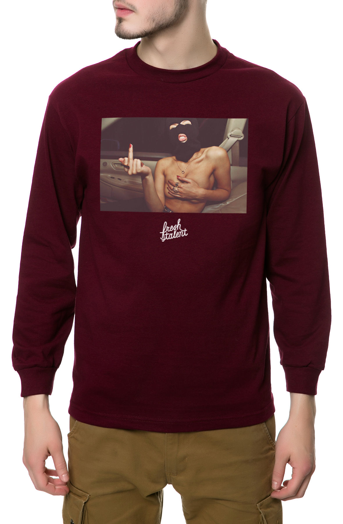The Heist Long Sleeve Tee in Burgundy