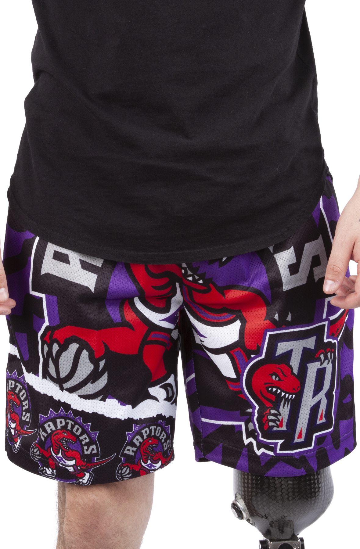 Men's Mitchell & Ness Purple/Black Toronto Raptors Jumbotron 3.0 Shorts Size: Large