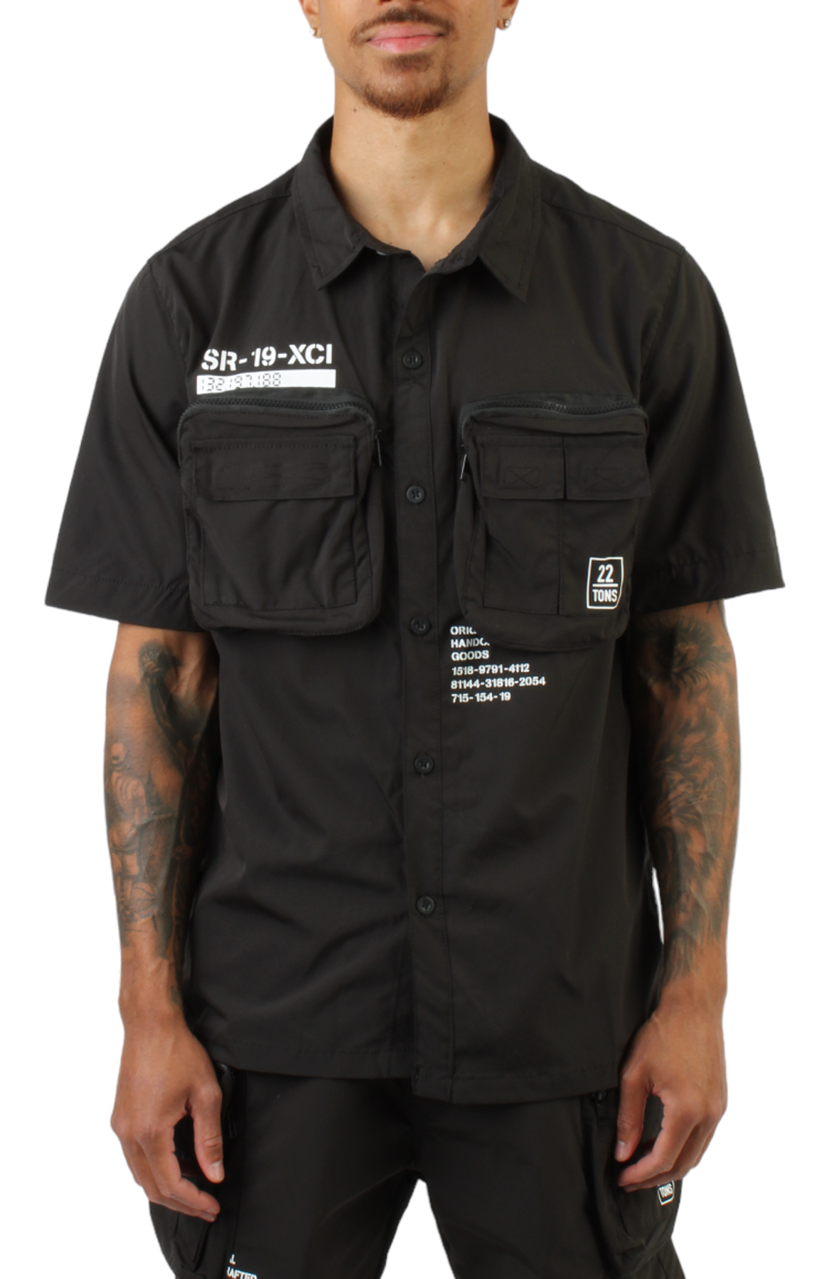 Printed Utility Boxy Windbreaker Shirt