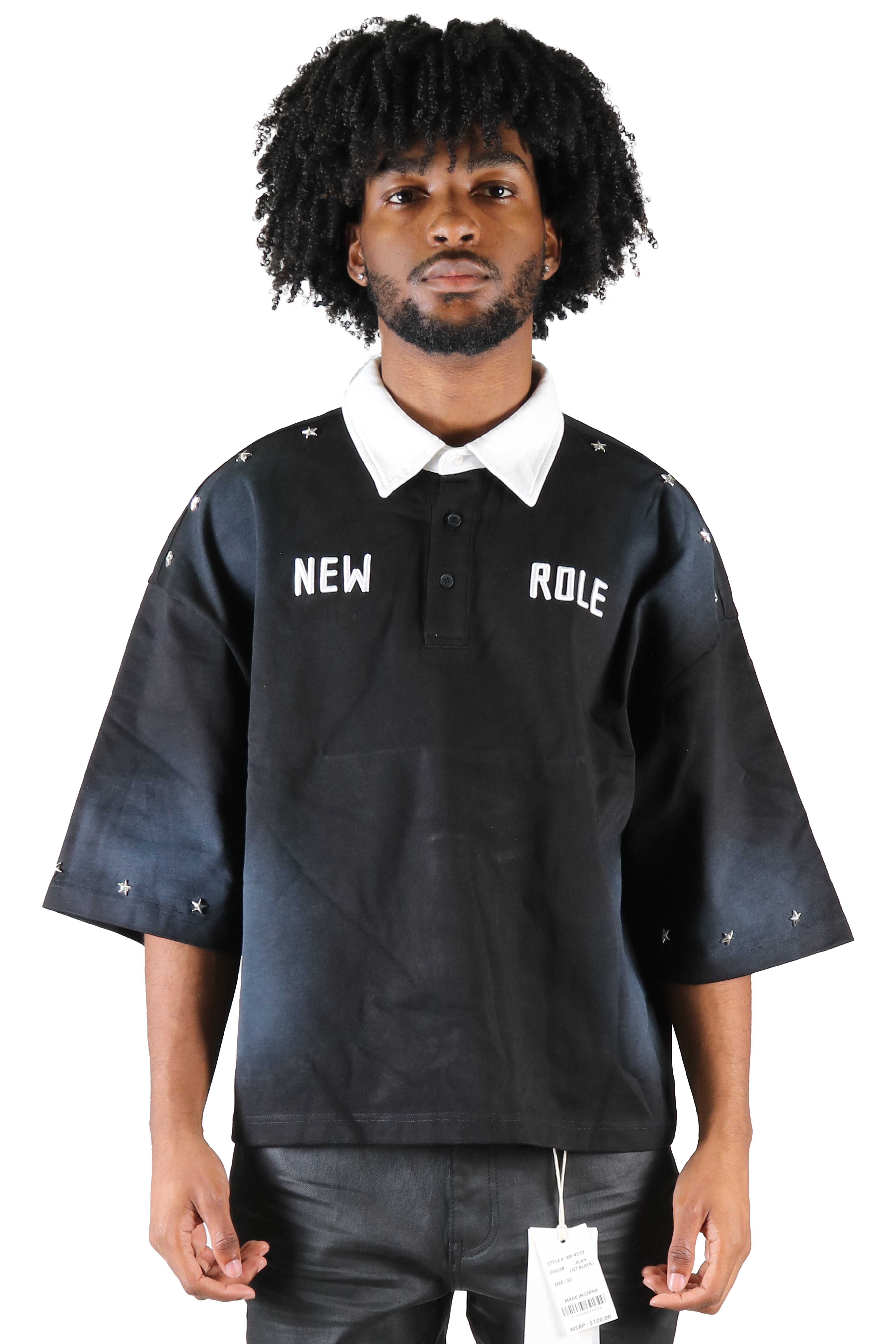 BLISS Men's S/N Jersey 3/4 Sleeve Crop Top Polo