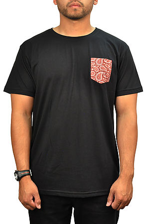 The Stay Winning Maroon Paisley Pocket Tee in Black