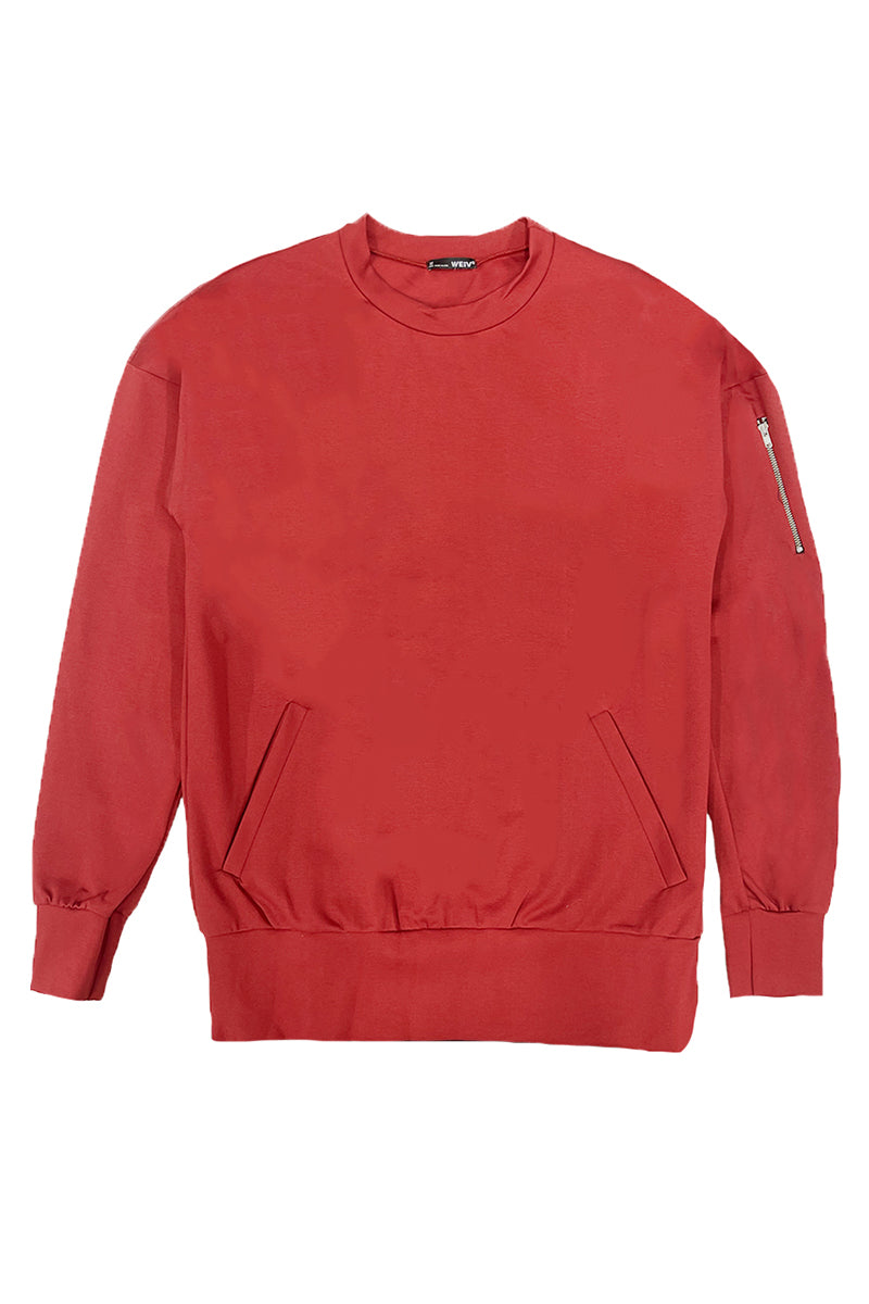 Trim Solid Pullover Sweatshirt