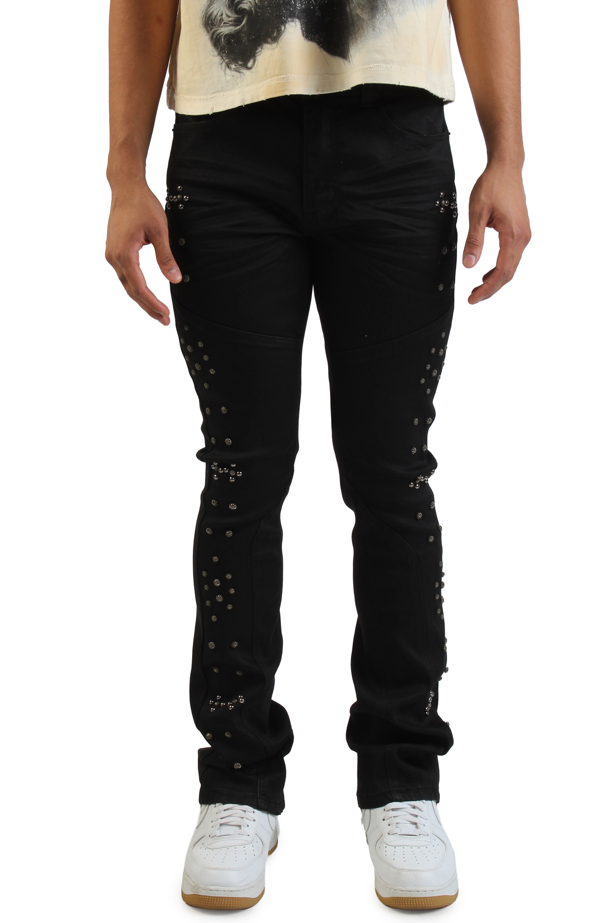 Studded Slim Flare Jeans