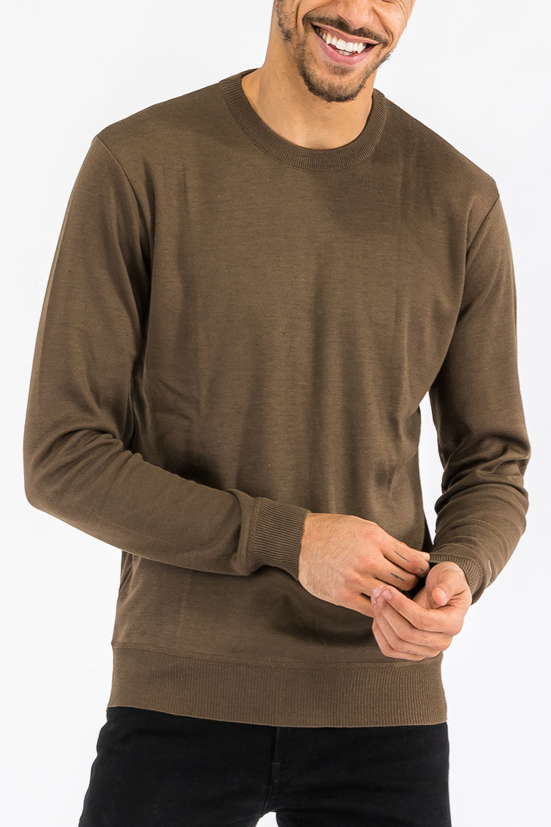 Solid Knit Round Neck Sweater