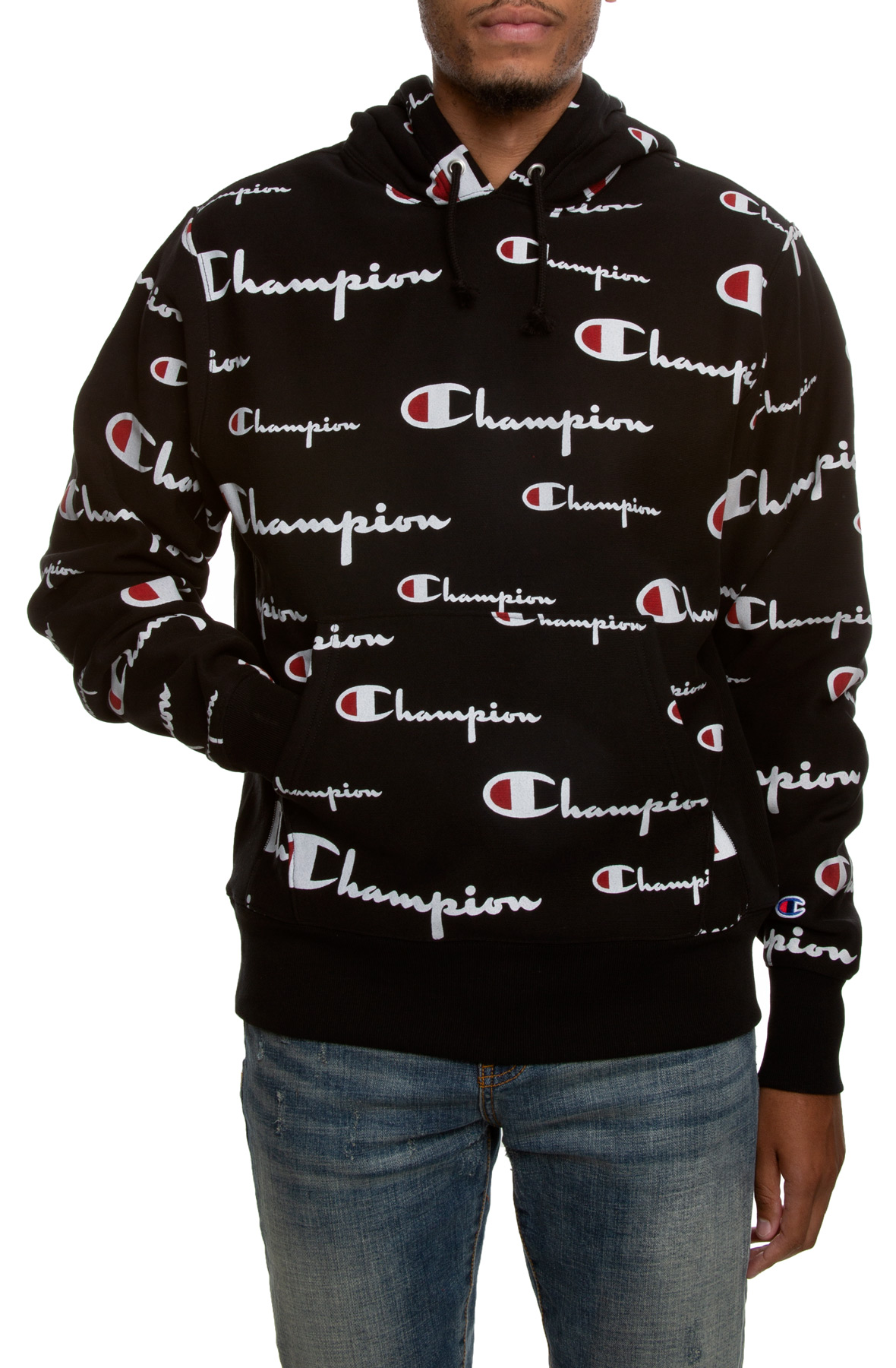 champion hoodie logo all over
