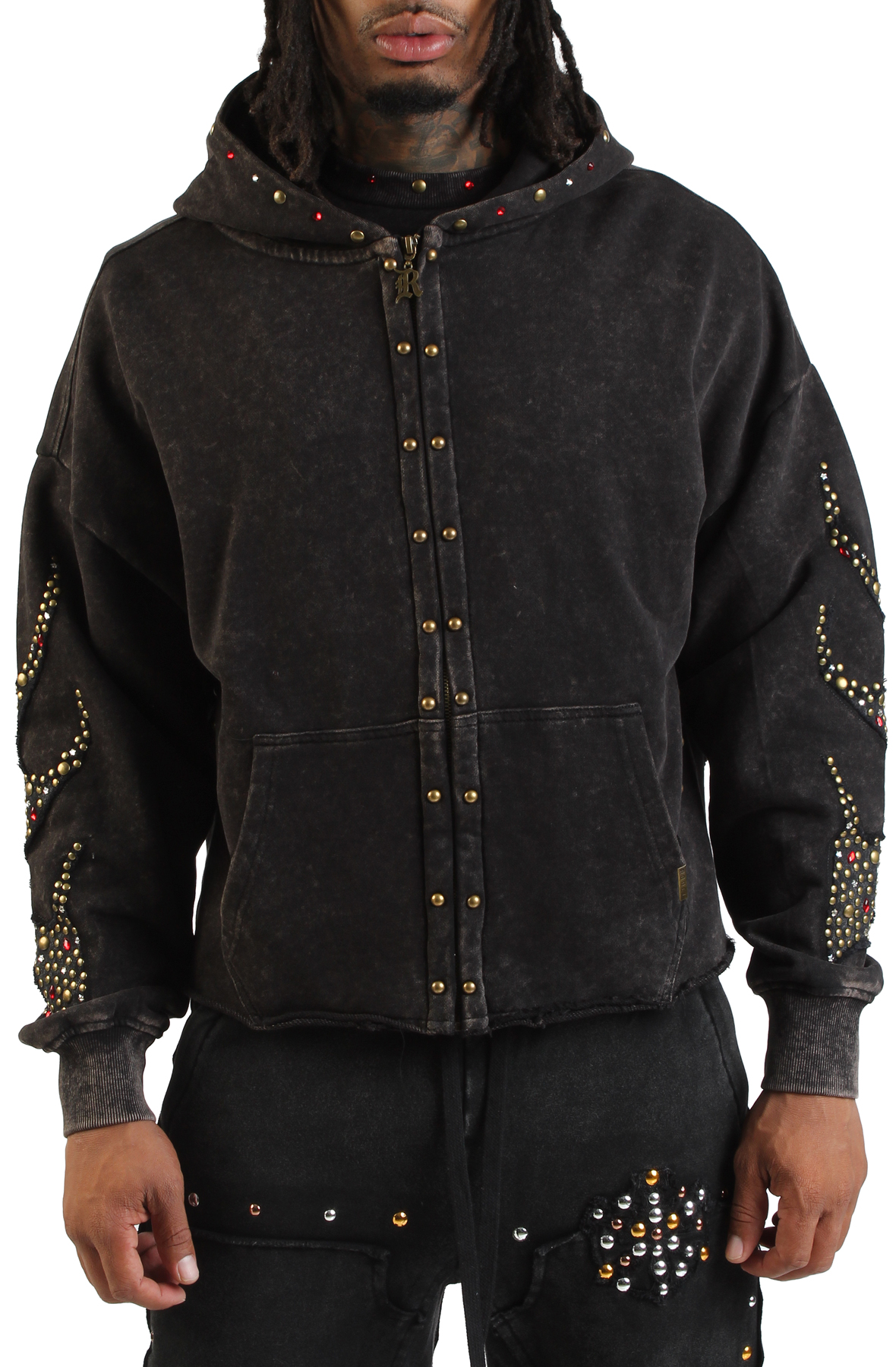 Fire Studded Zip Hoodie