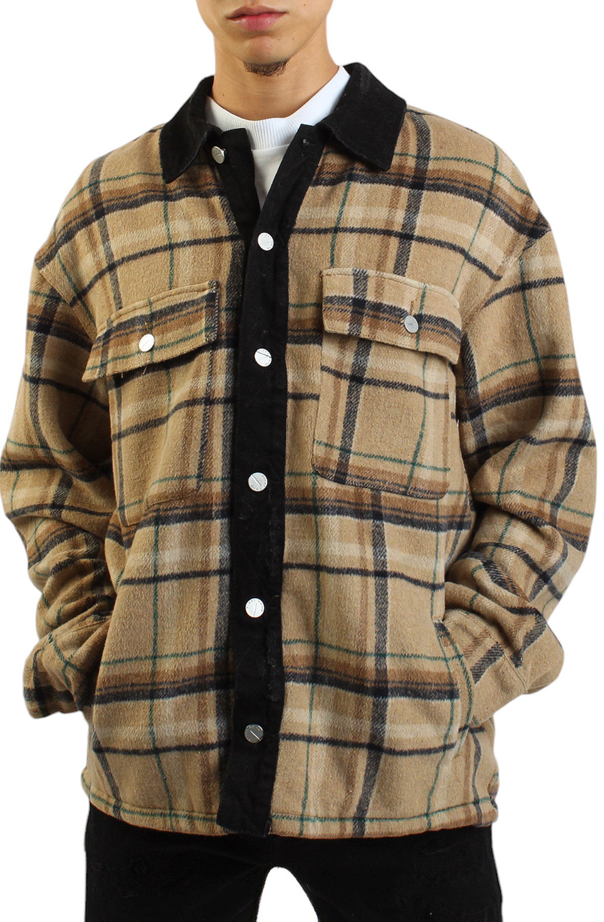 Plaid Denim Combo Shacket