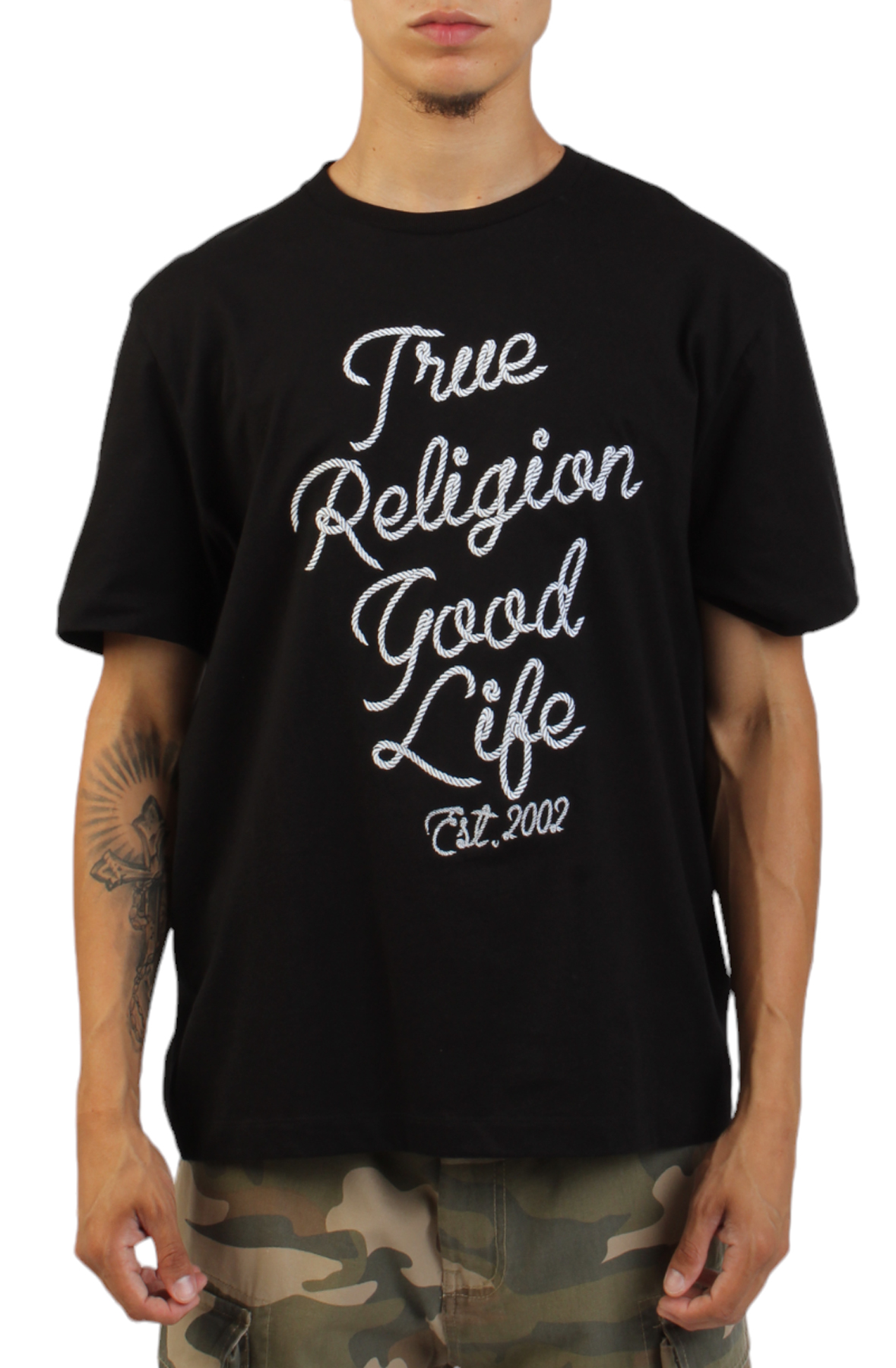 TRUE RELIGION Embroidered Rope Logo T-Shirt 108769-JTBLK