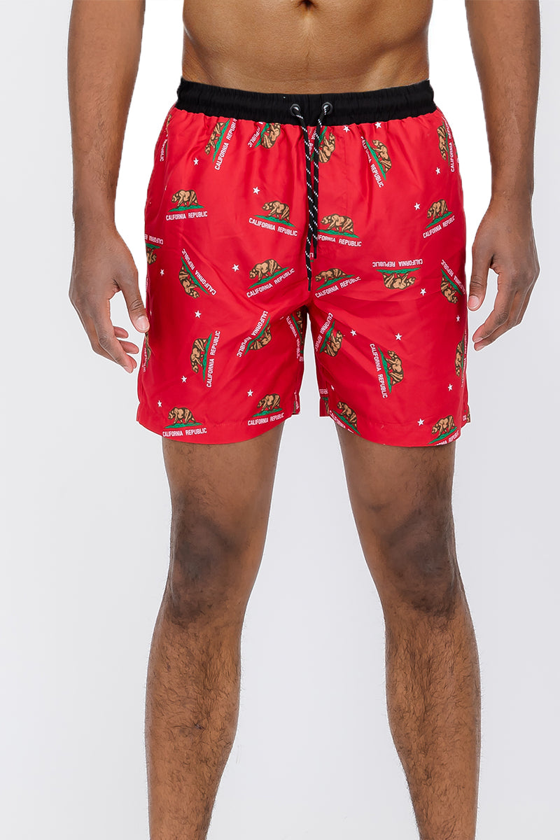 Cali Rep Print Swim Shorts