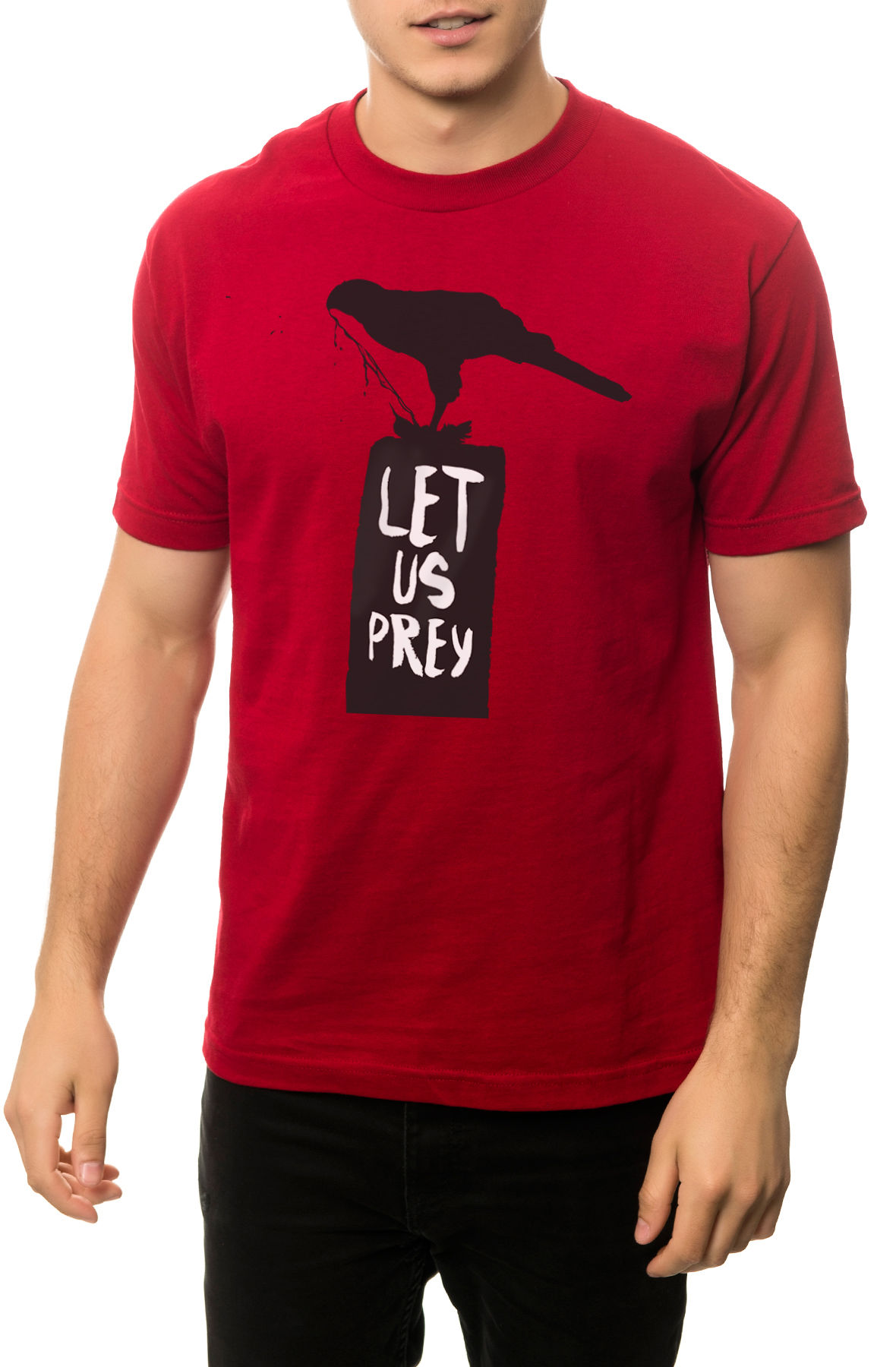 The Let Us Prey Tee in Cardinal