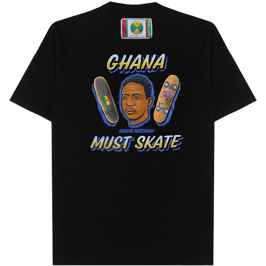 Cross Colours  Ghana Skate Guy  T Shirt- Black