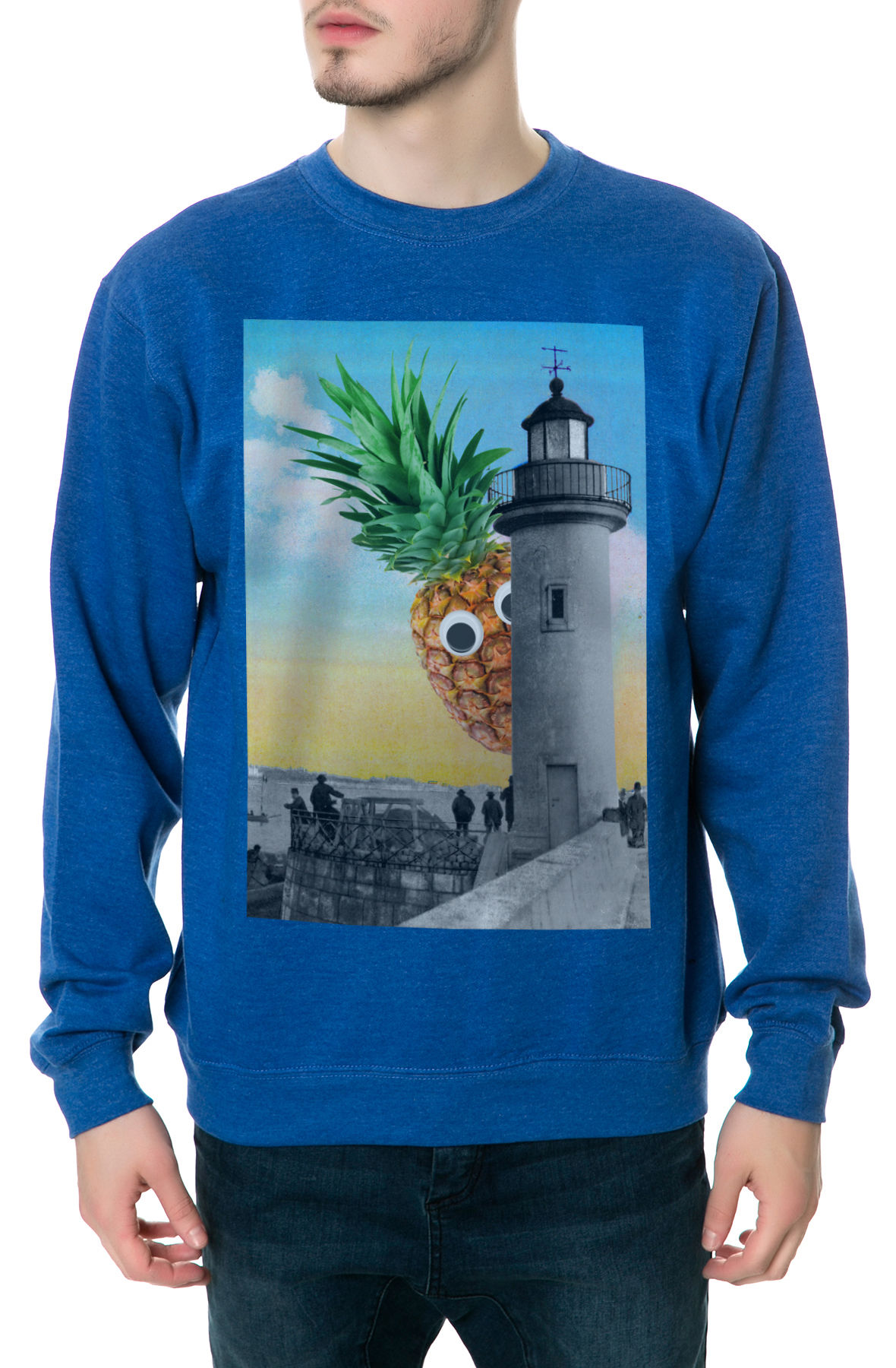 The Watching Over Crewneck Sweatshirt in Royal Blue