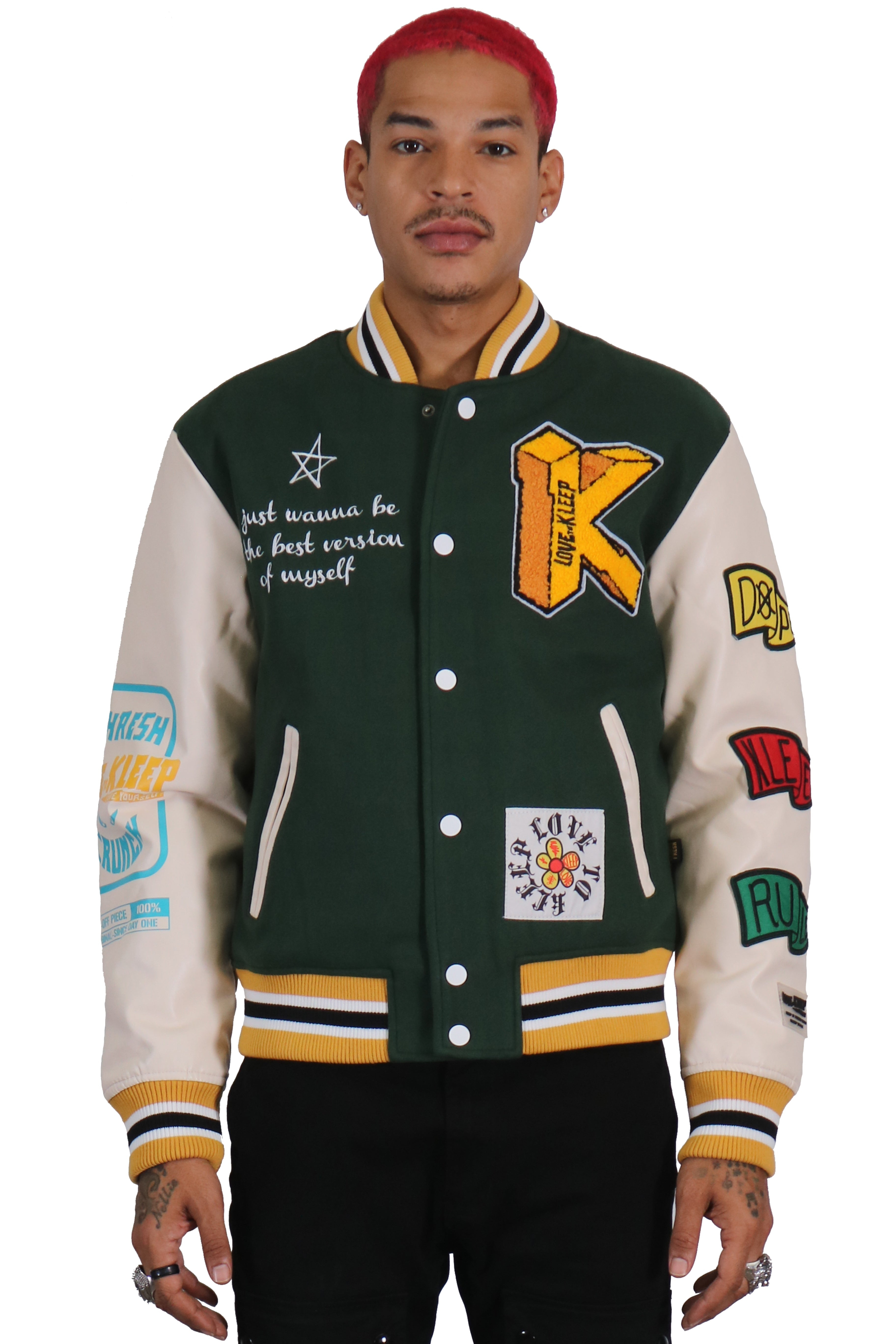 KLEEP MORAINE Men's Melton Body with Faux Leather Sleeve Varsity