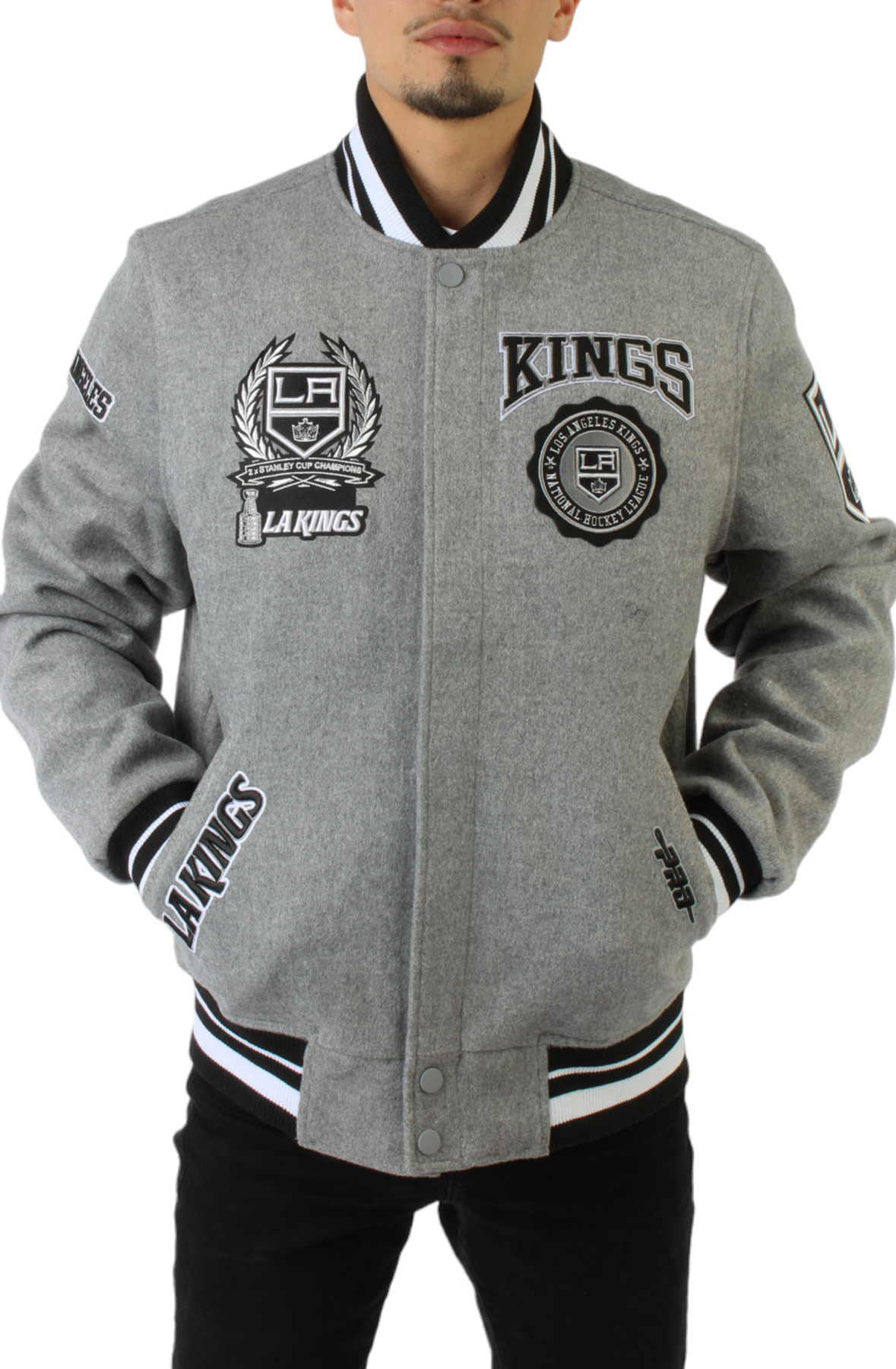 Los Angeles Kings ジャケット グレー Men's Los Angeles Kings Starter Gray Retro Logo Raglan