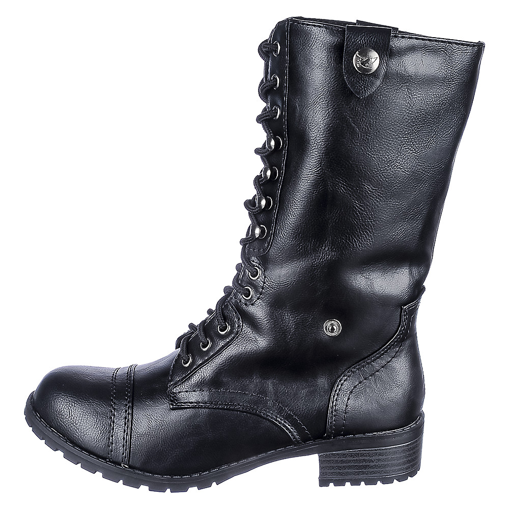 black fold down combat boots