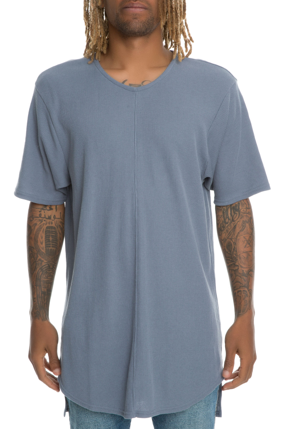 The SS CF Seam Dual Hem Thermal Tee in Slate