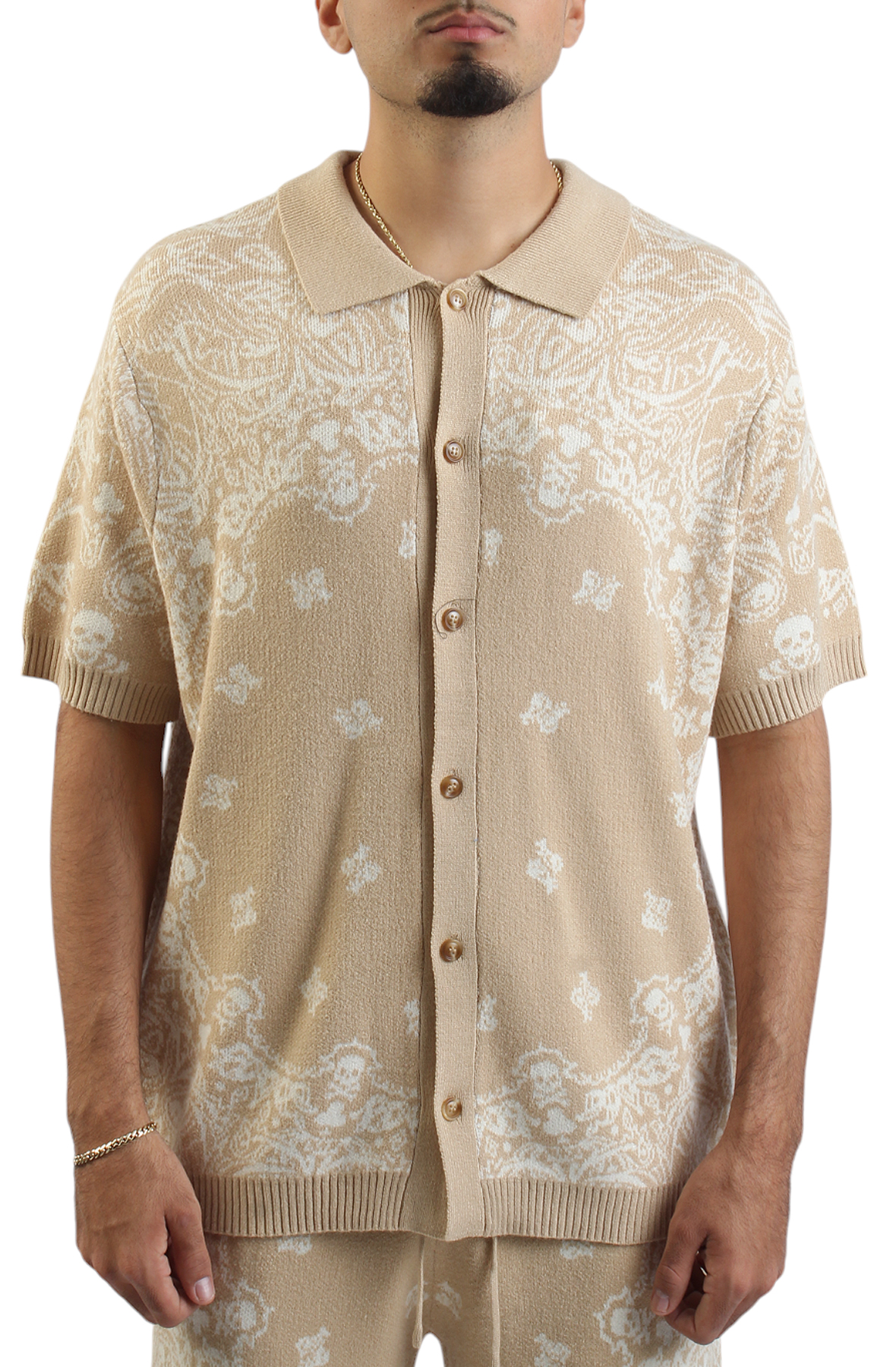 Paisley Knit Button-up Shirt