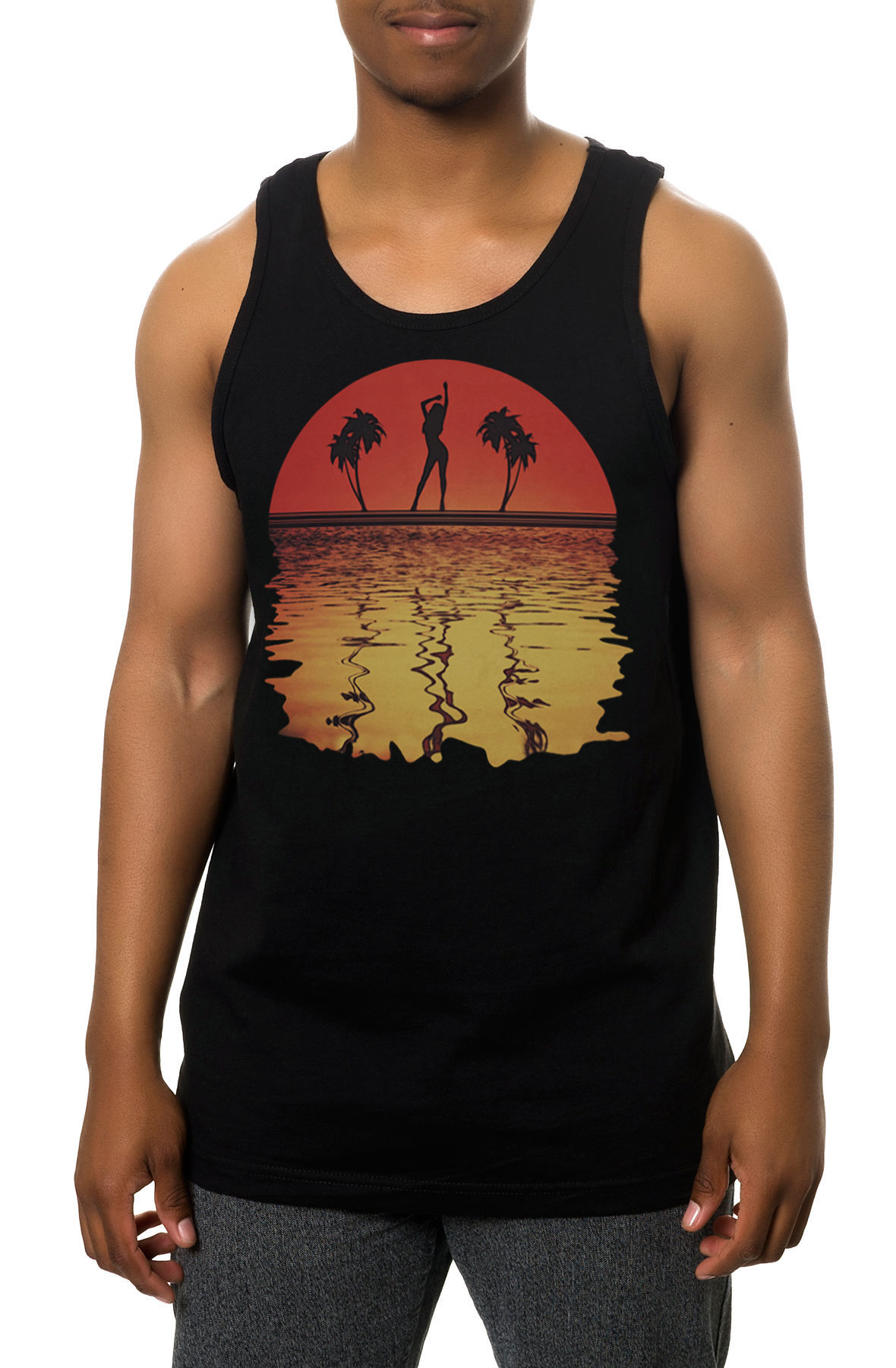 The Tropical Shadow Tank Top in Black