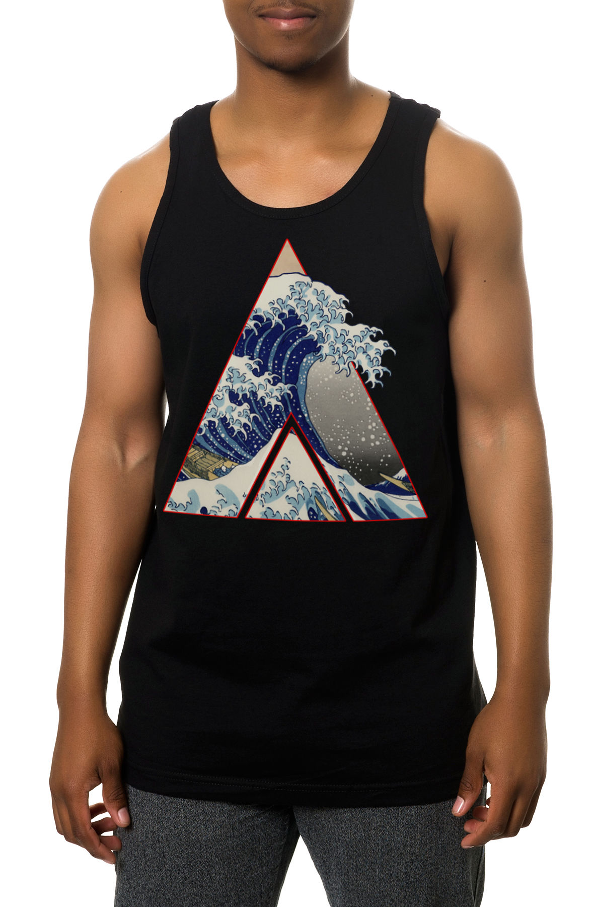 The Hokusai Wave Tank Top in Black