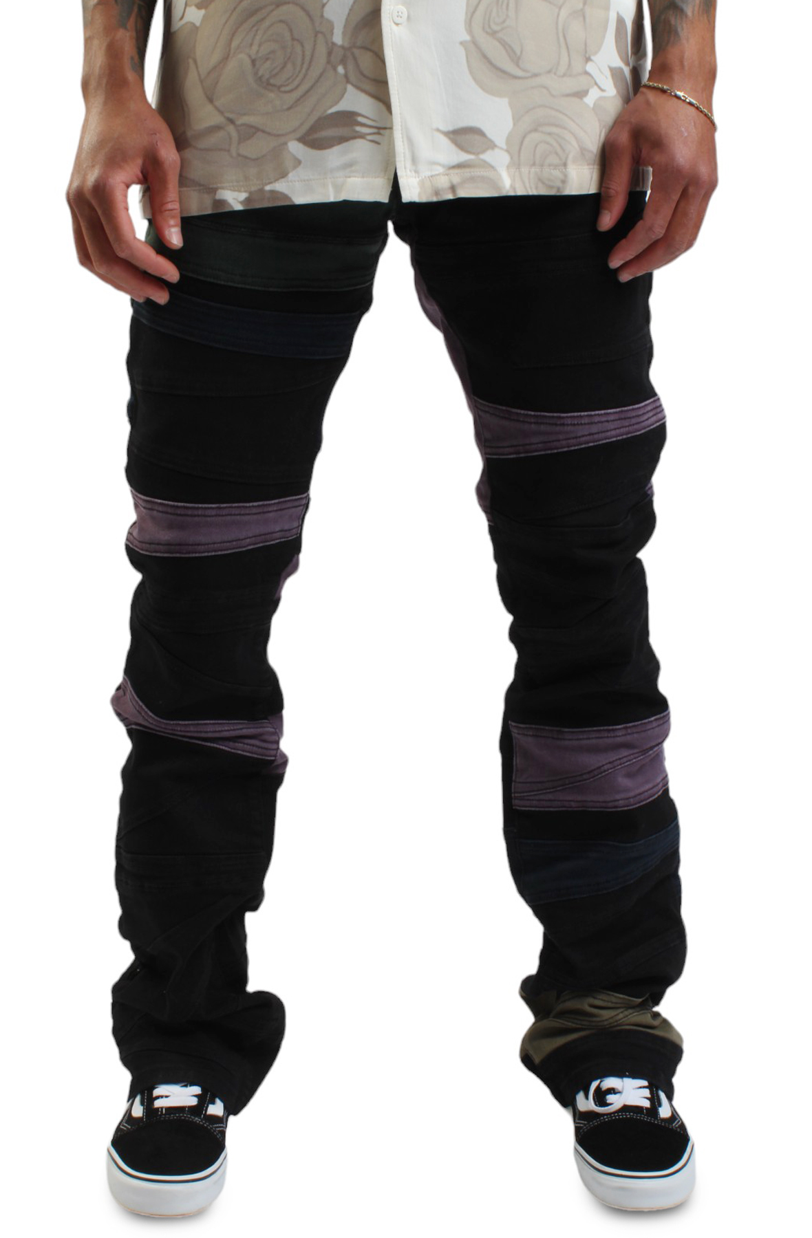 Color Panel Stacked Flare Jean