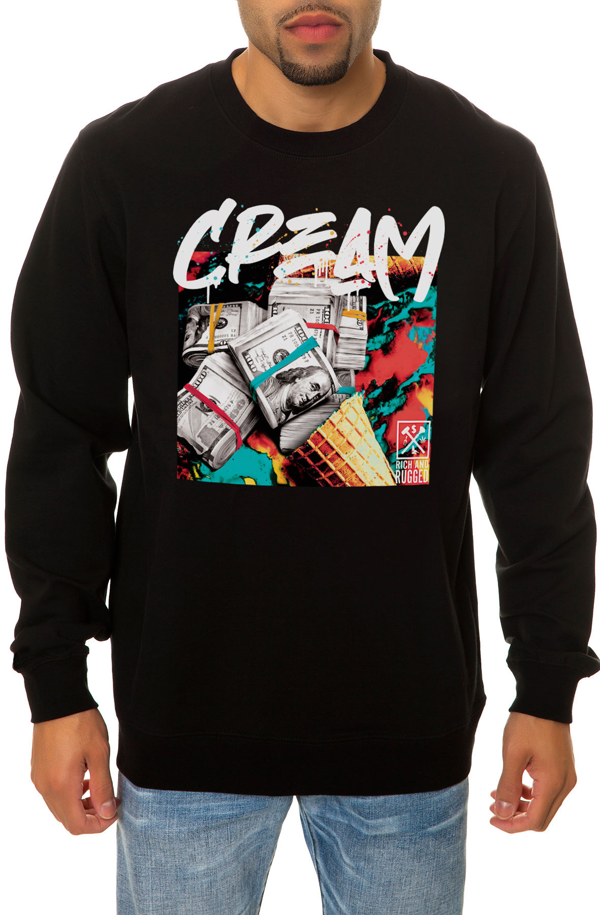 The Cream Drip Crewneck Sweatshirt in Black