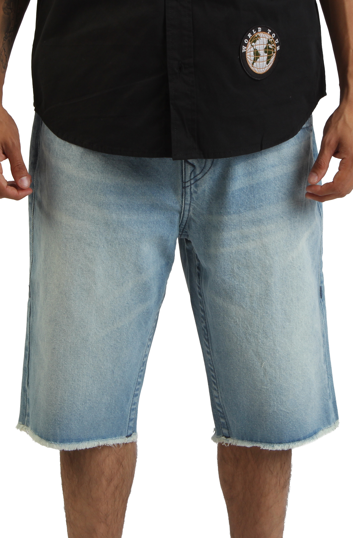Ricky Embroidered Buddha Pocket Frayed Short