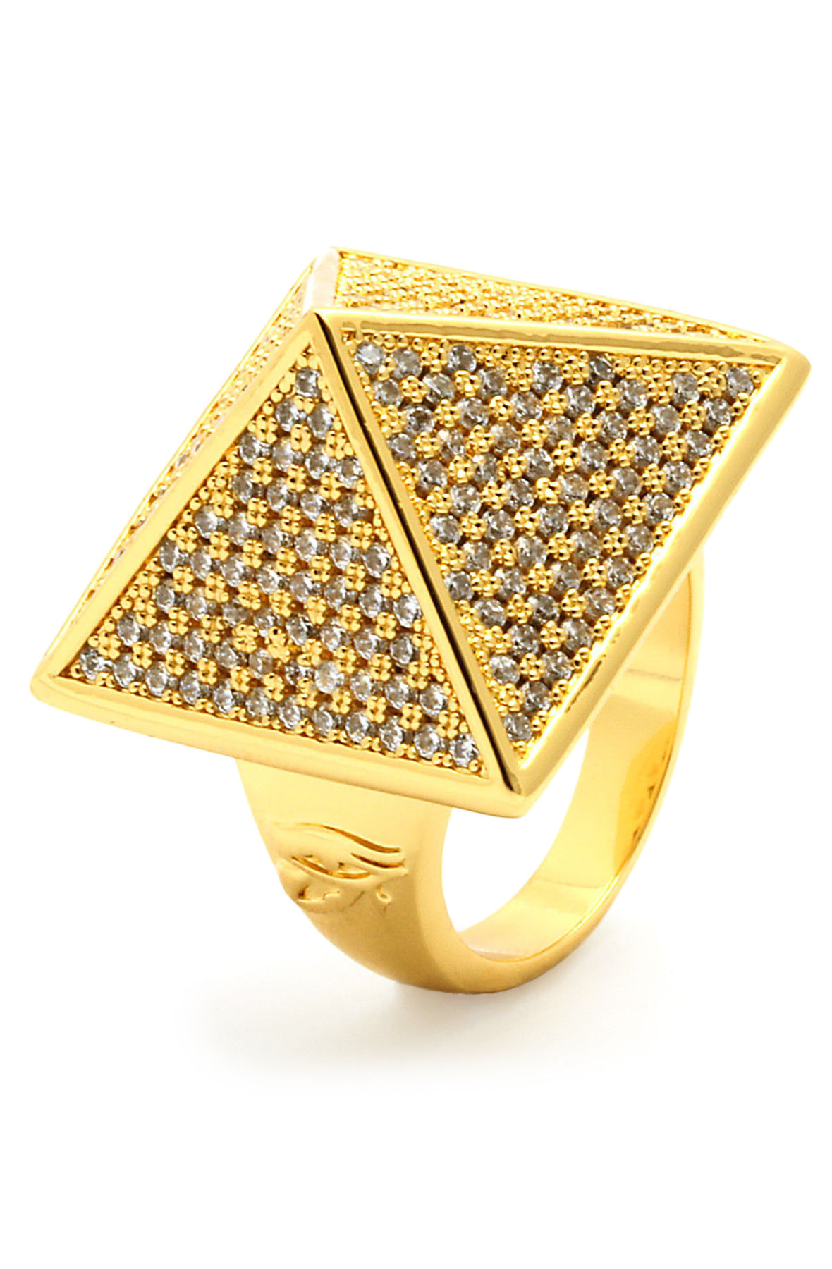 KING ICE The 14K Yellow Gold CZ Pyramid Ring-9 in Gold