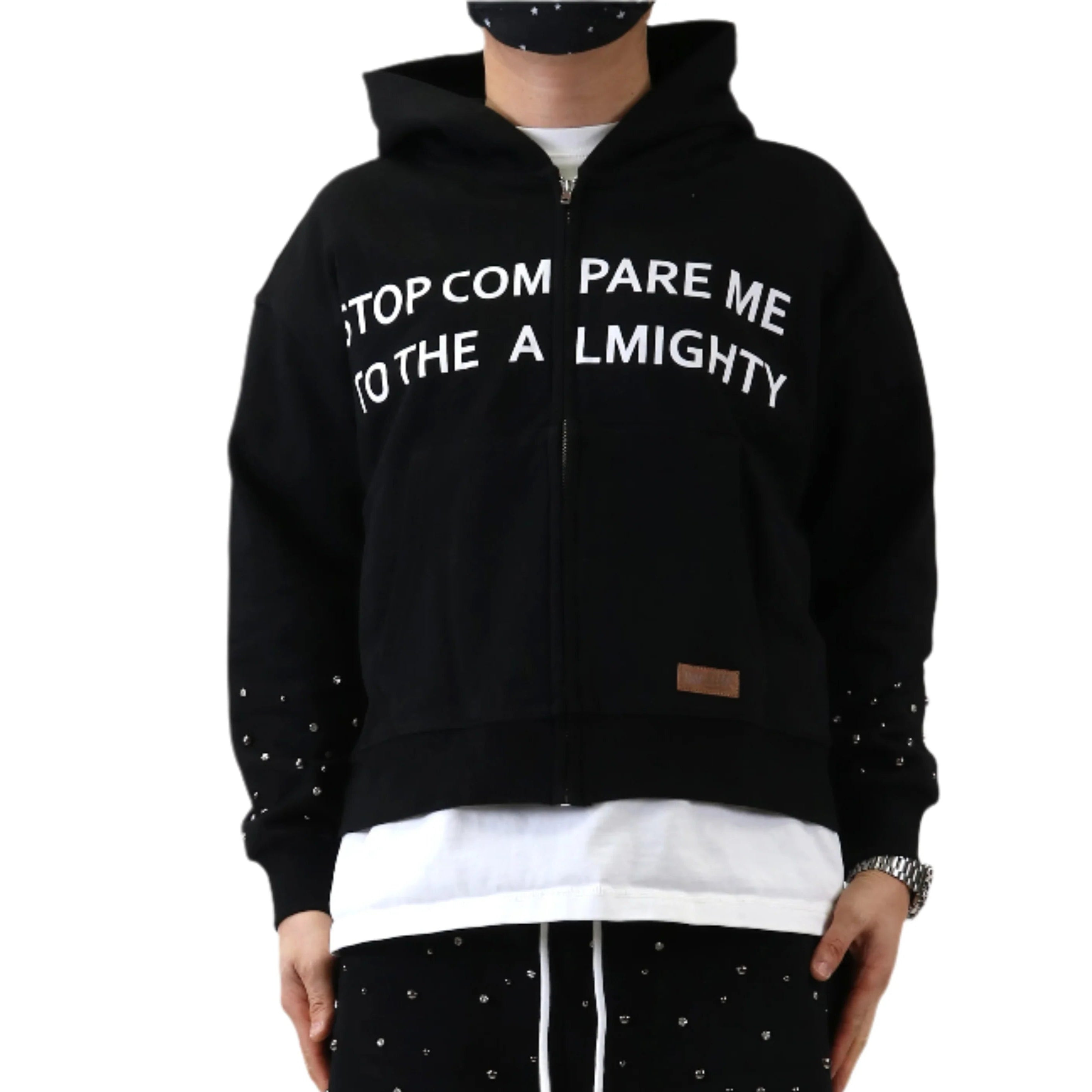 KARAN French Terry Long Sleeve Crop Top Full Zip Hoodie