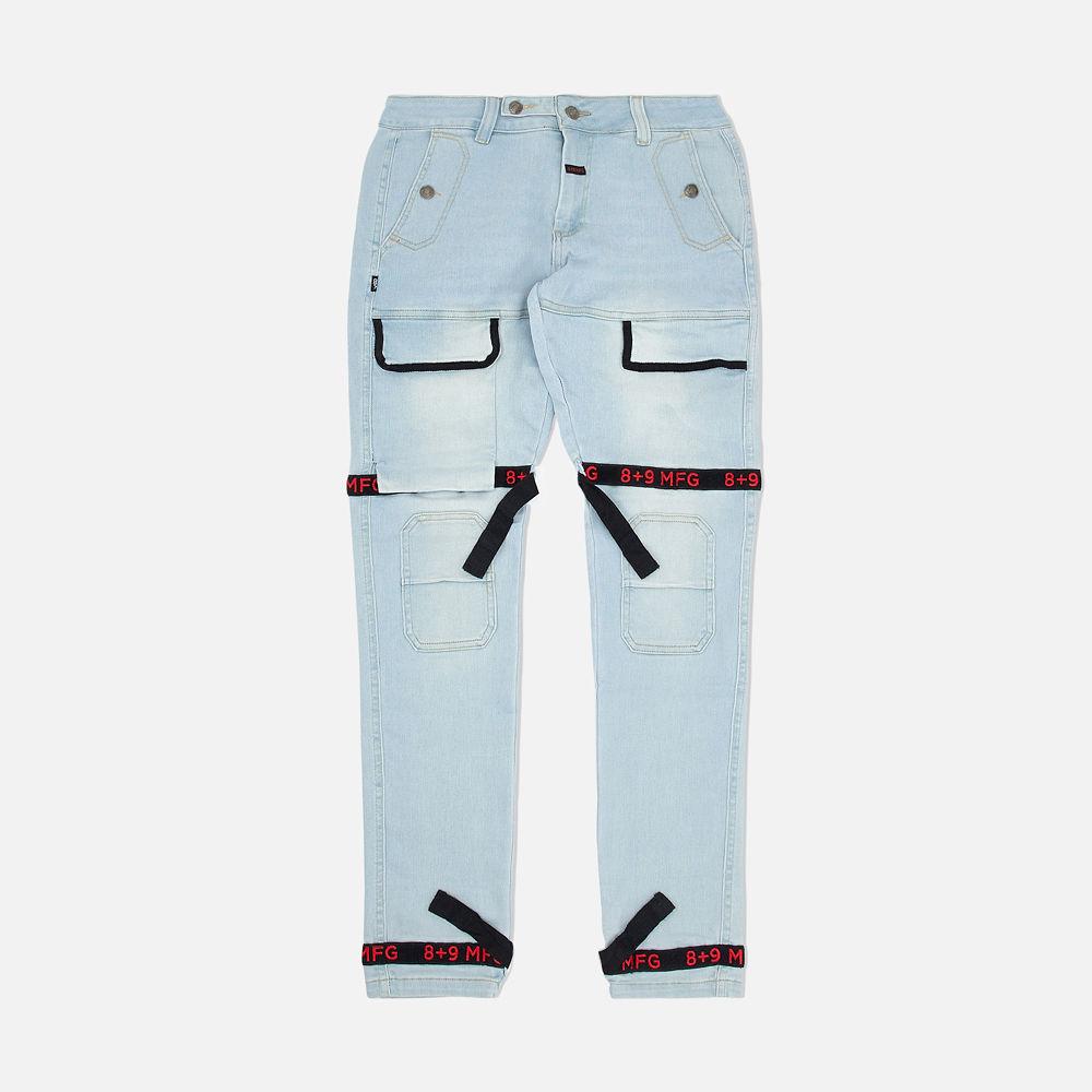 Strapped Up Slim Utility Light Washed Jeans Bred