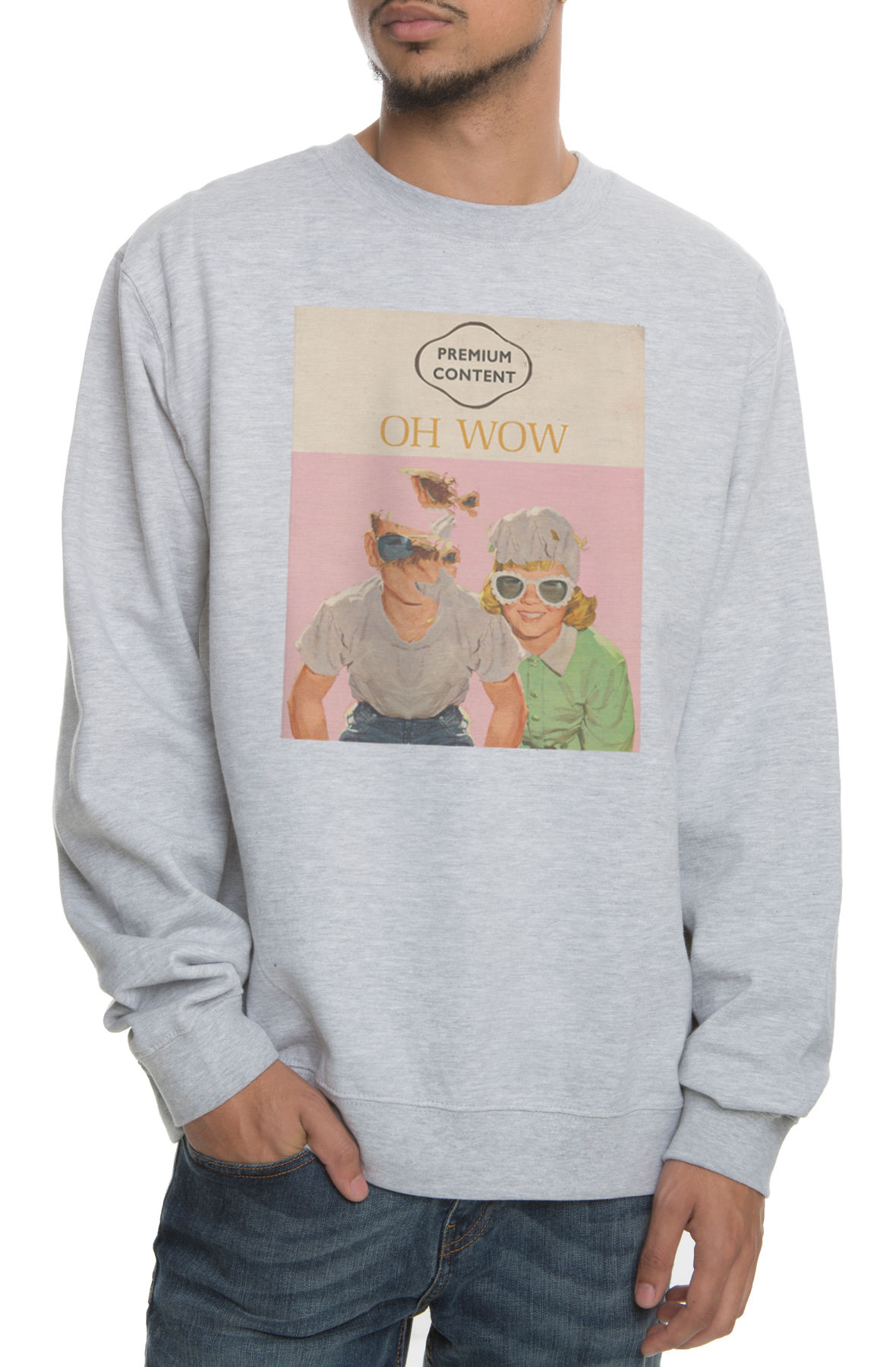 The Oh Wow Classic Crewneck Sweatshirt in Heather Grey