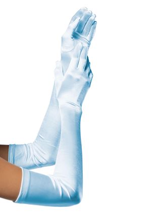 EXTRA LONG SATIN GLOVES O/S LT. BLUE