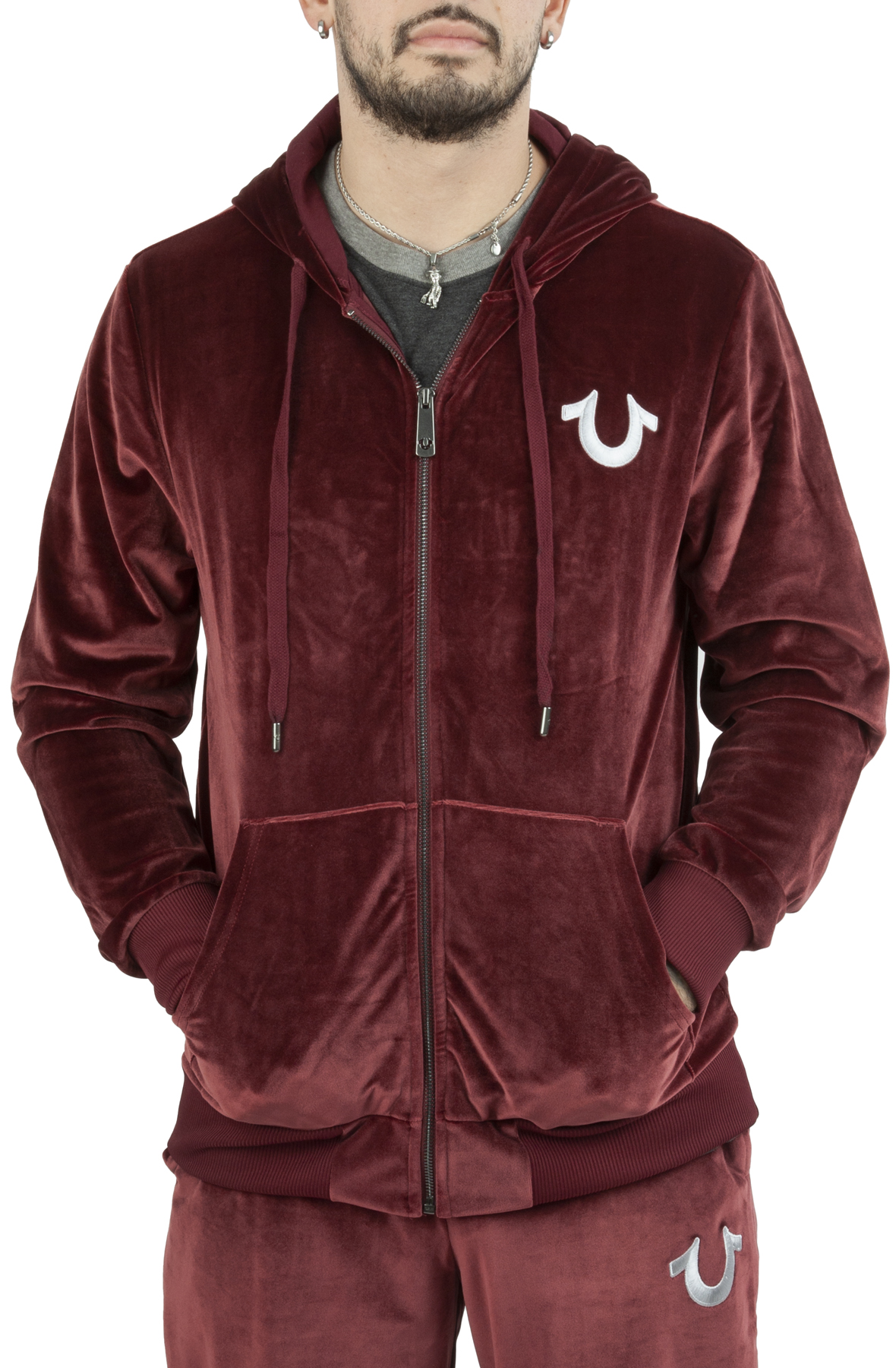 TRUE RELIGION Velour Zip Hoodie 106540-6003 - Karmaloop