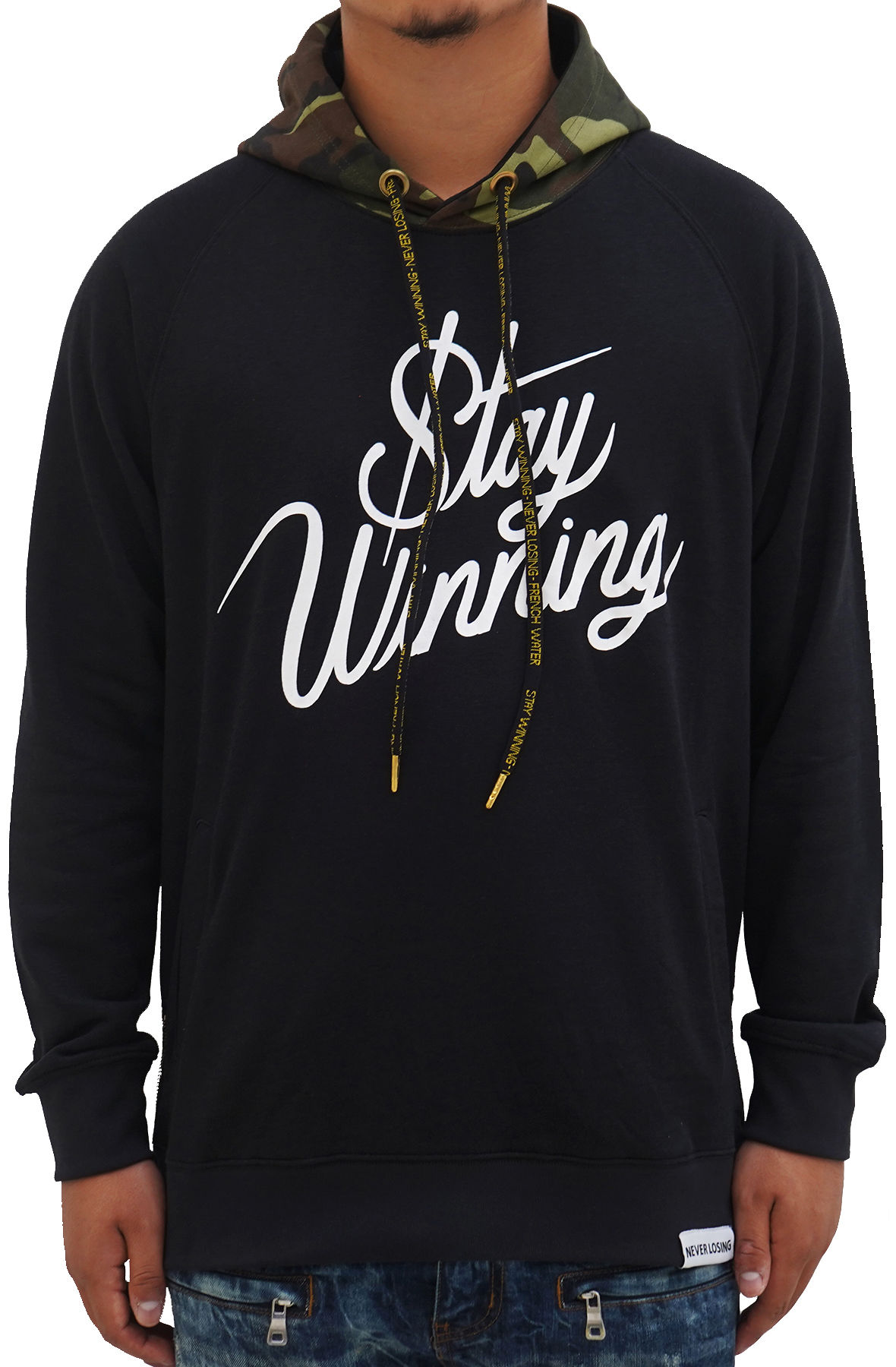 Stay Winning Original Script Black Camo Hoodie