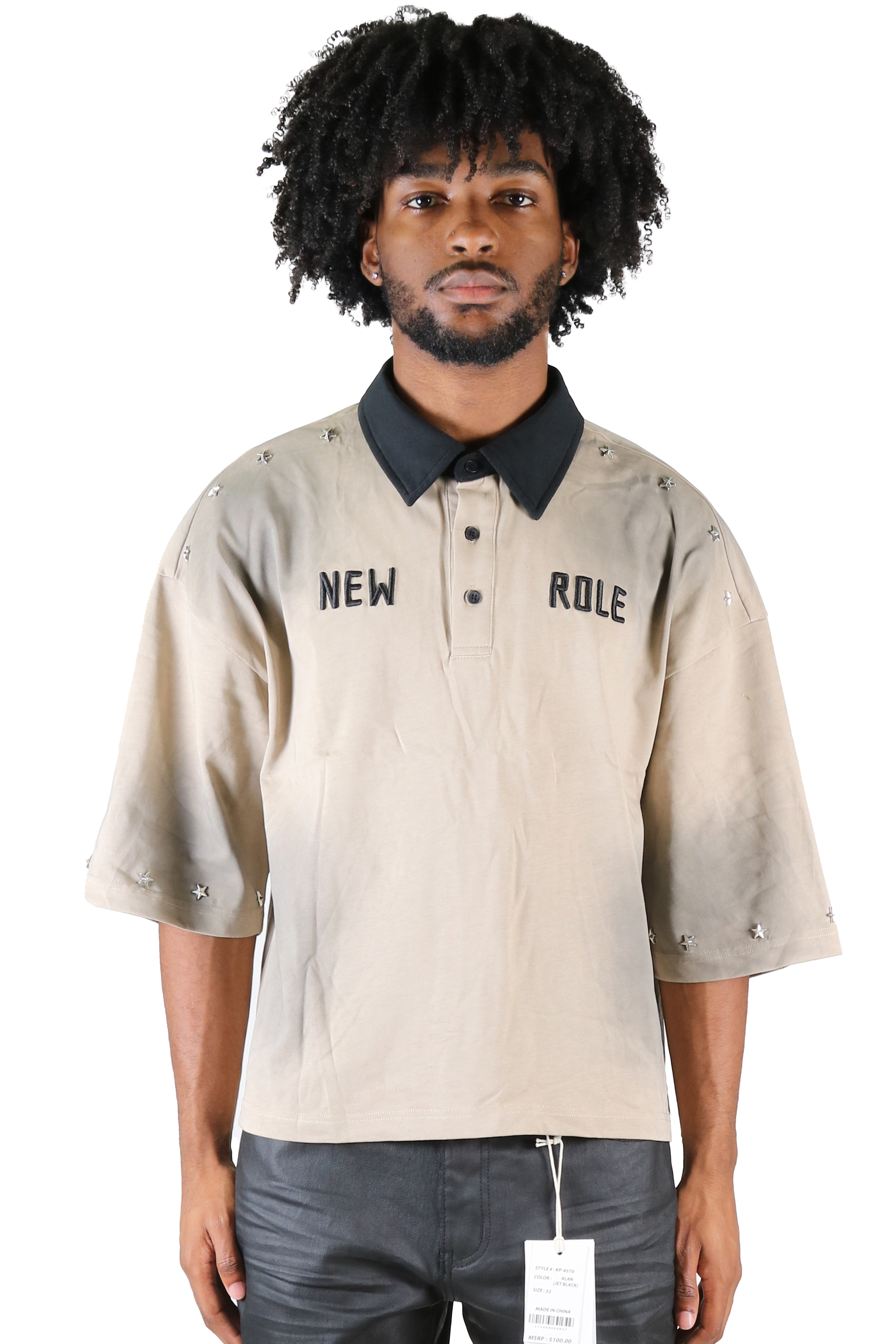 FIESTA Men's S/N Jersey 3/4 Sleeve Crop Top Polo