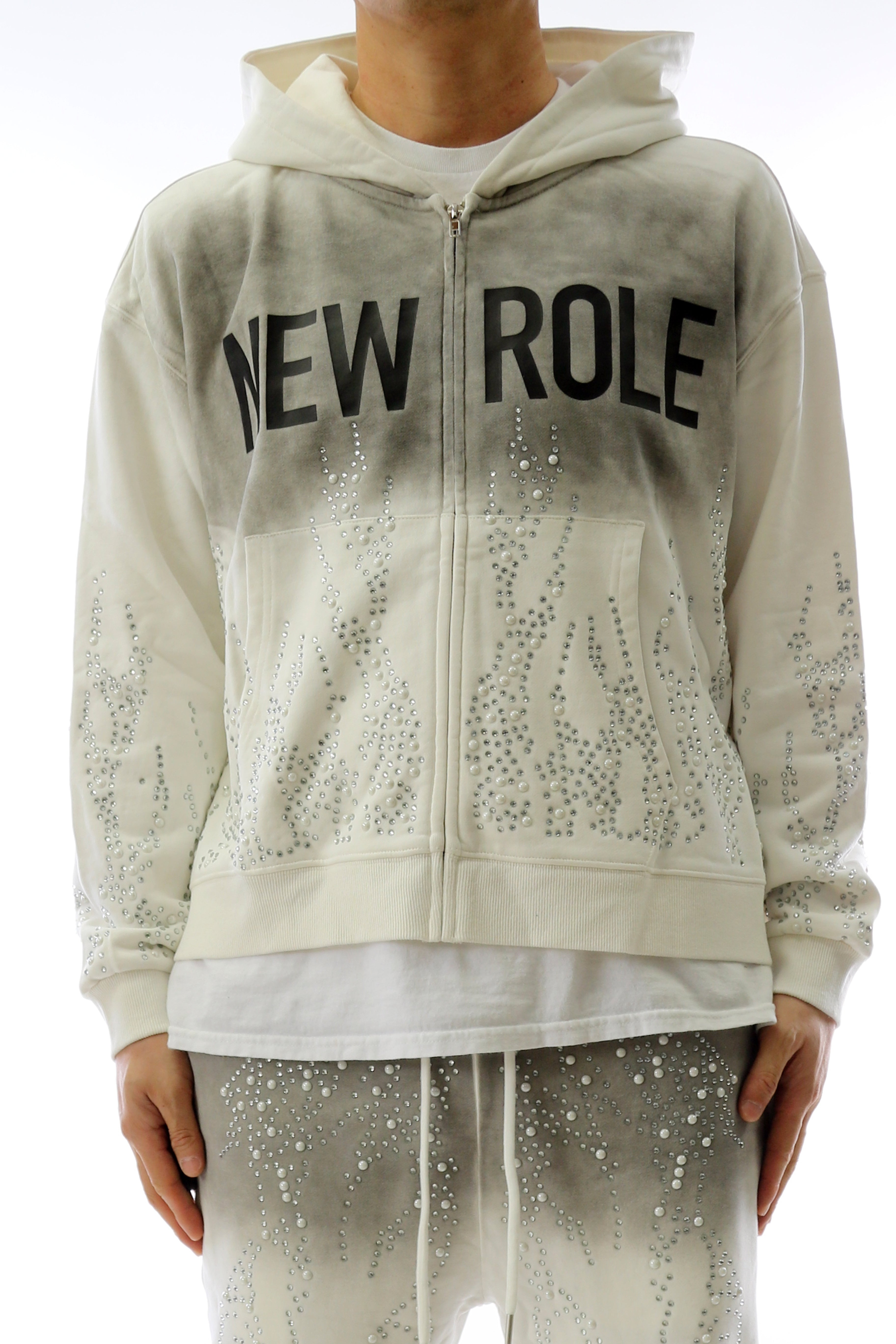 SMUDGE French Terry Long Sleeve Crop Top Full Zip Hoodie