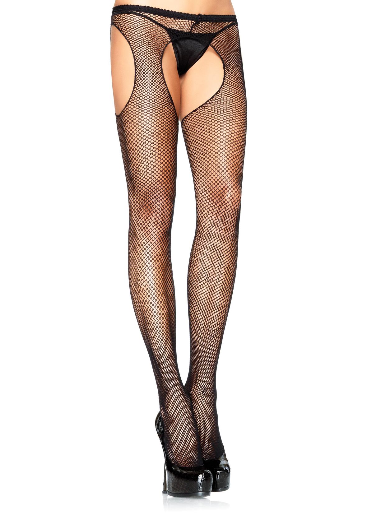 Fishnet Suspander Pantyhose in BLACK