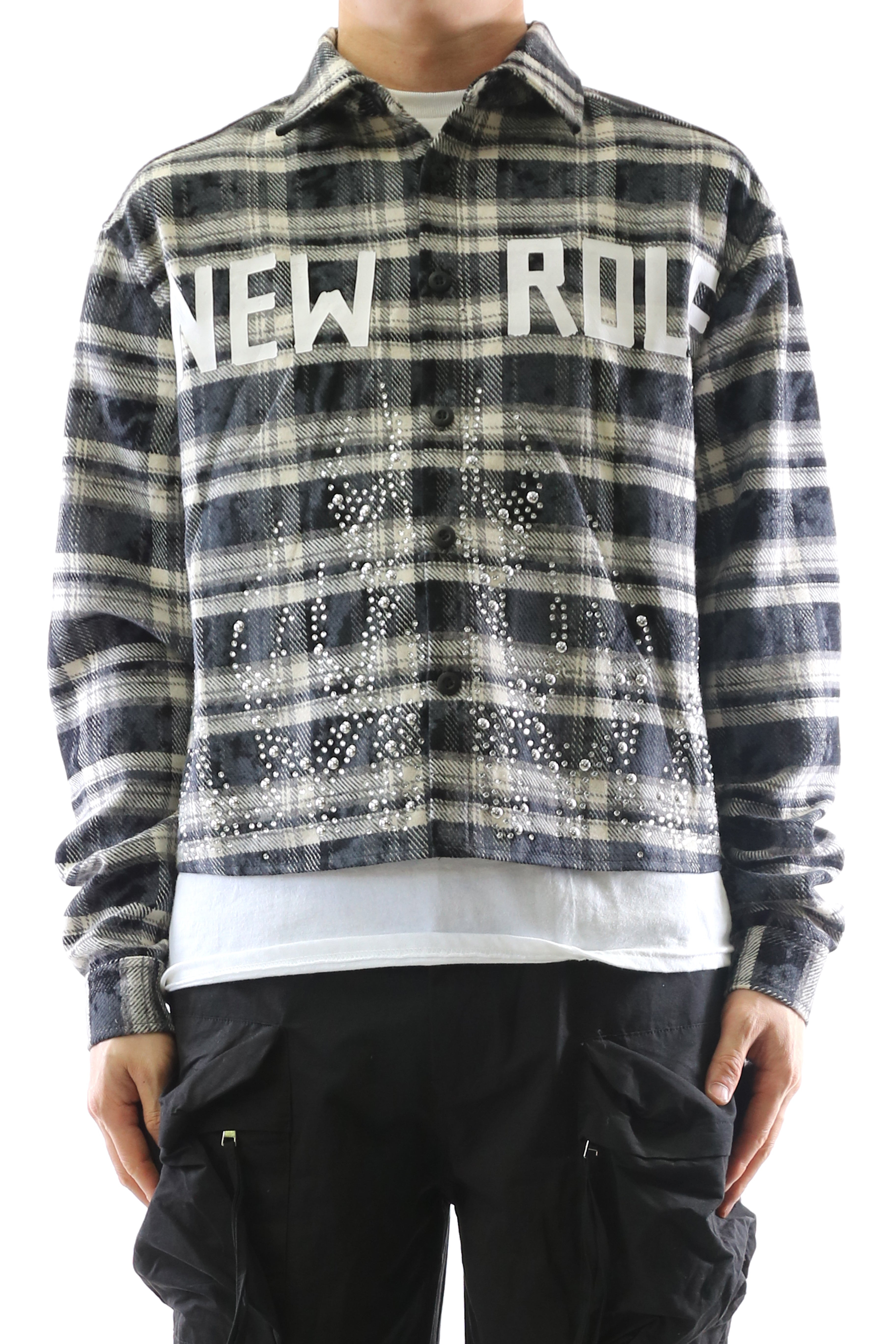 STATIC Heavy Flannel Crop Top Button Down Shirt