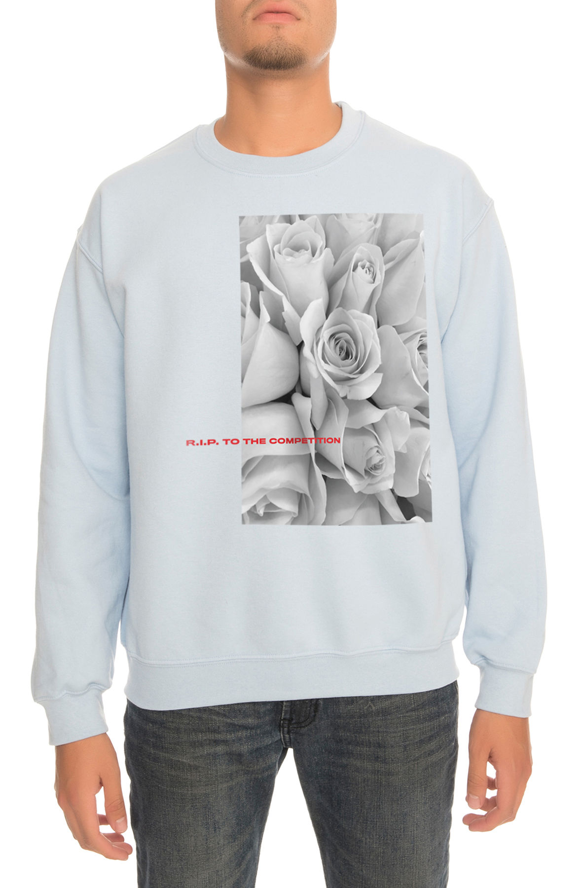 The R.I.P to the Competition Crewneck Sweatshirt in Light Blue