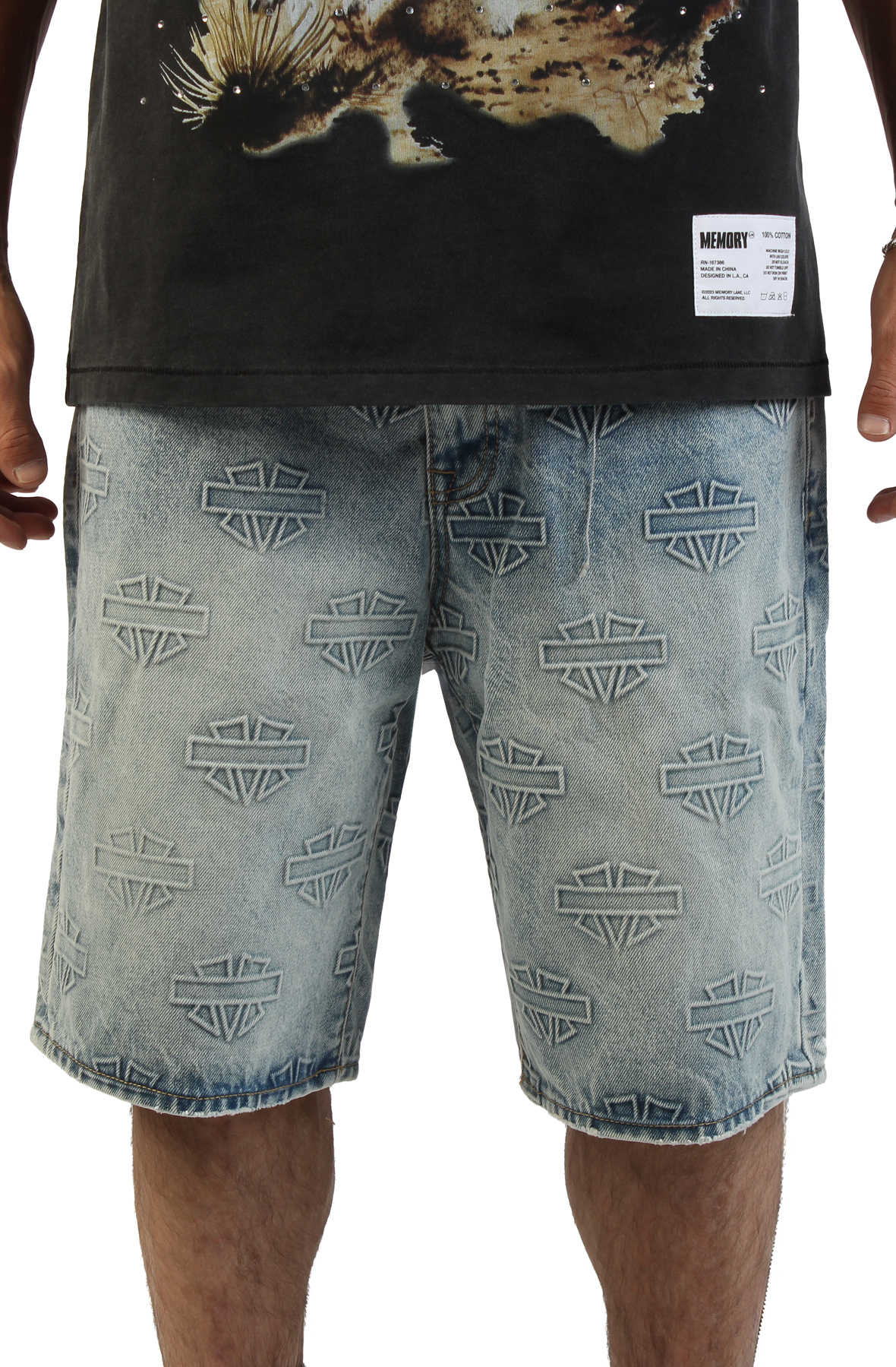 Shield Debossed Pattern Shorts