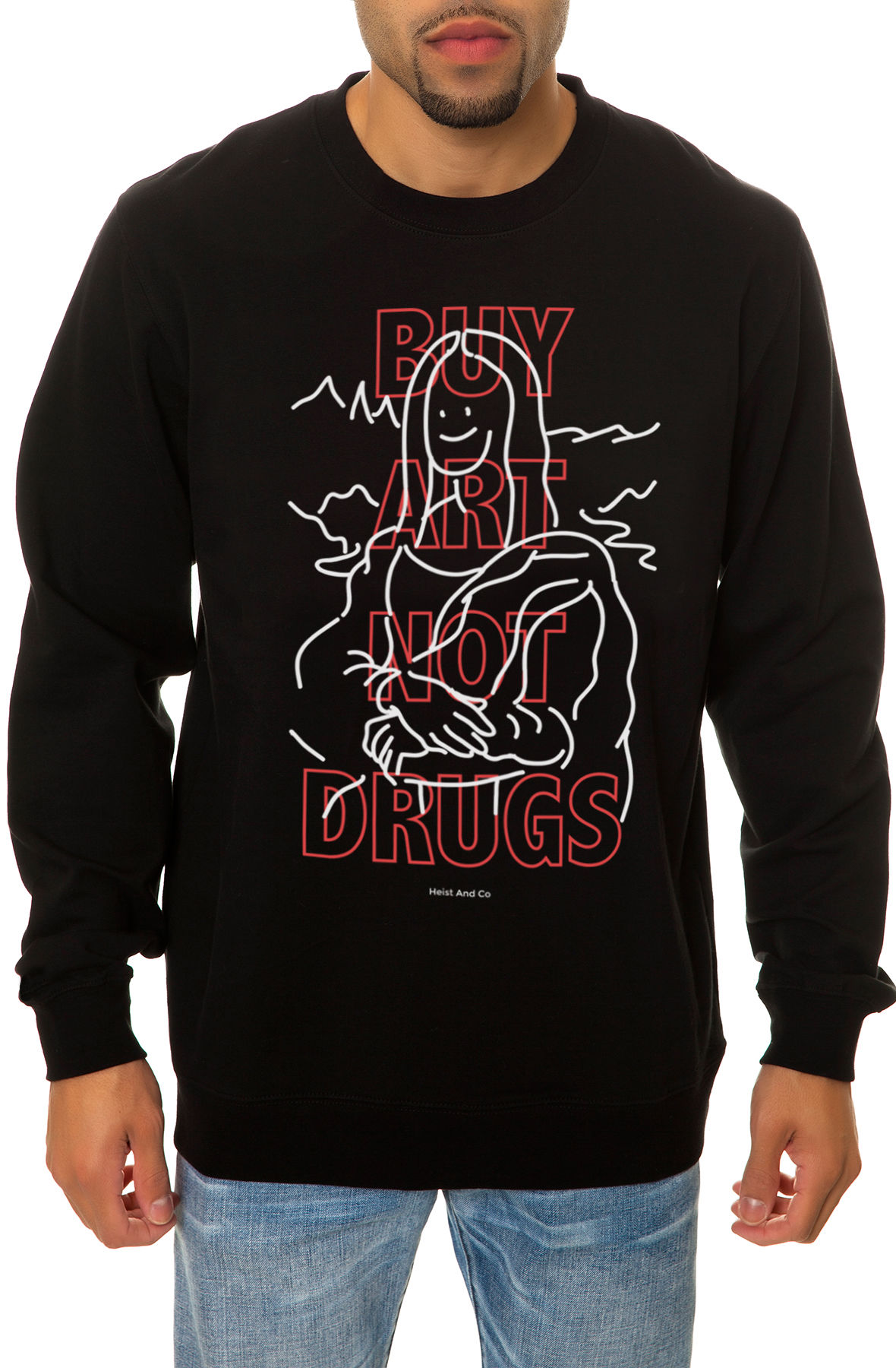 The Buy Art Not Drugs Crewneck Sweatshirt in Black