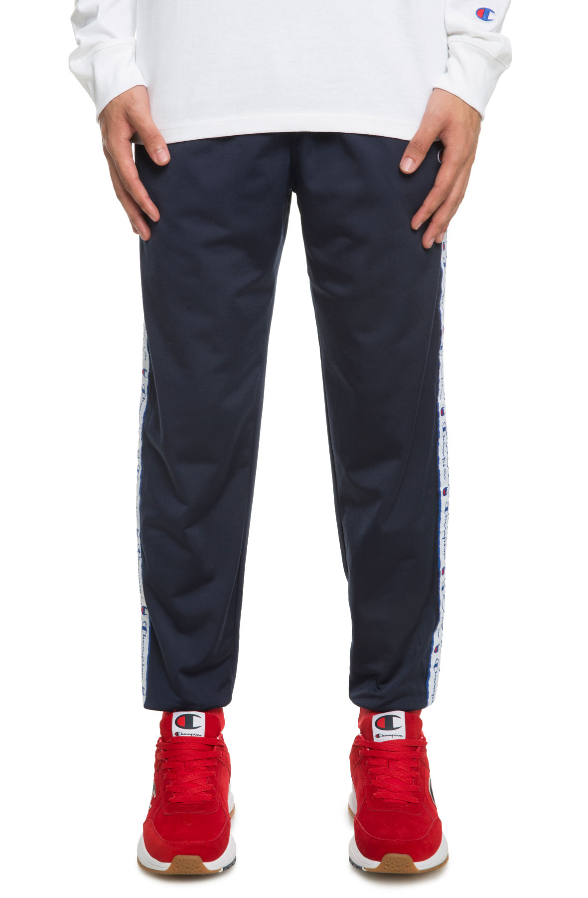 champion tape poly track pants