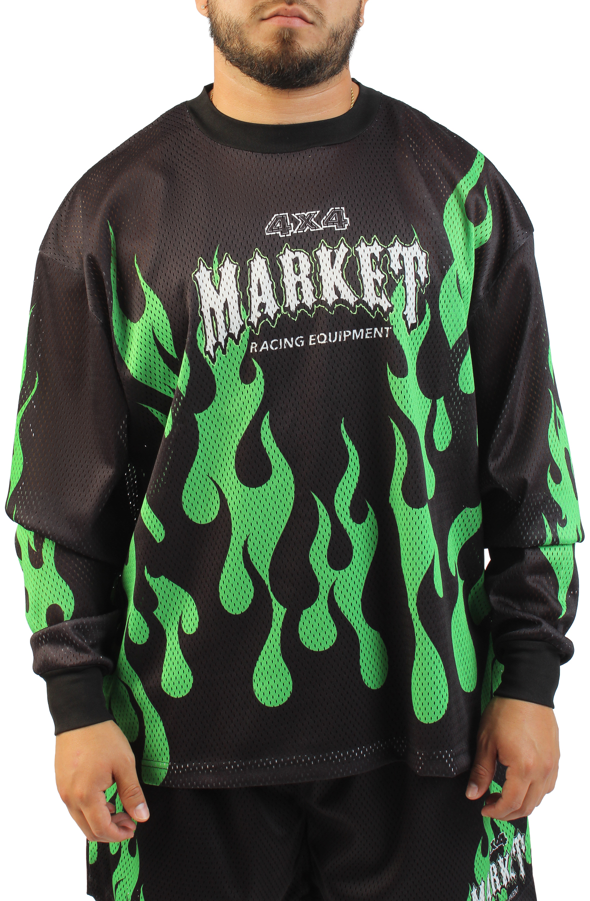 Toxic Flames Mesh Long Sleeve Shirt