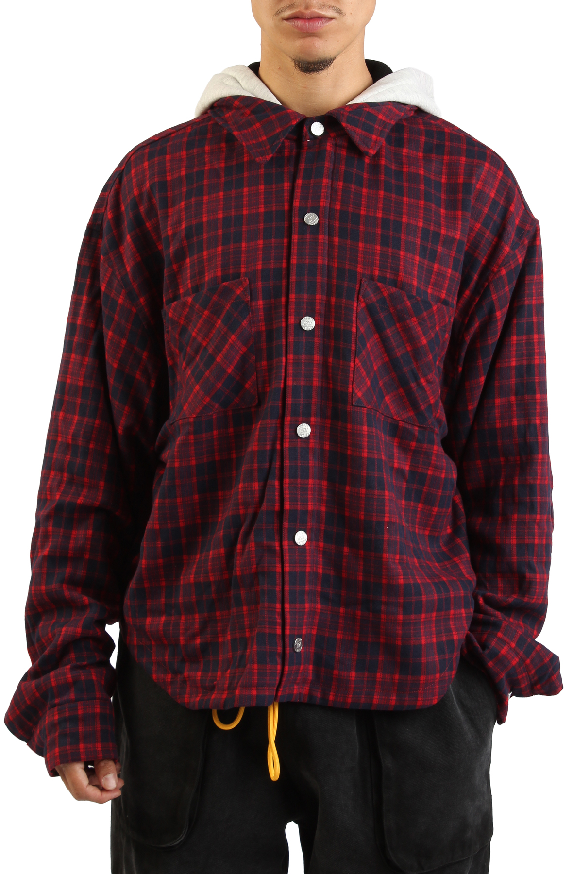 Eagle Hooded Plaid Snap-Up Flannel Shirt Jacket