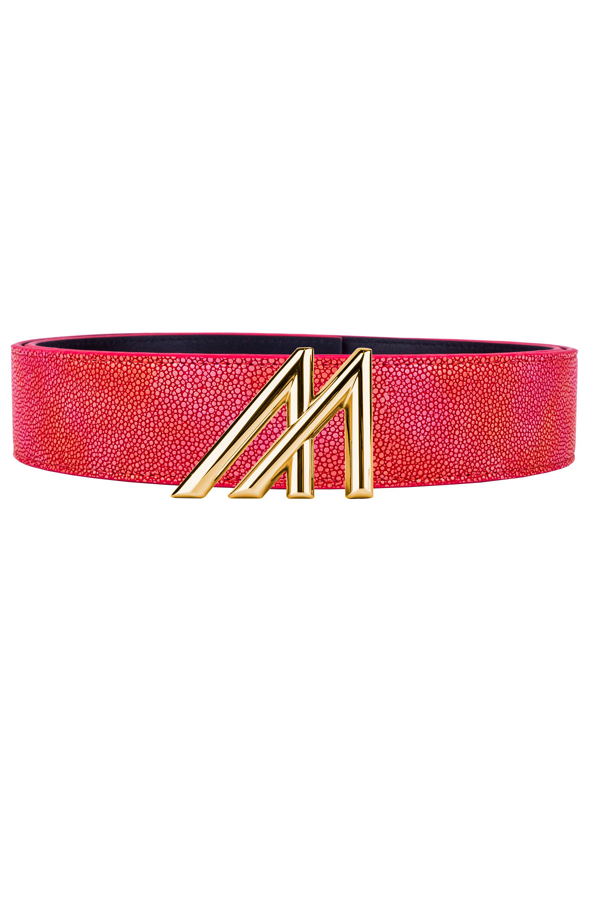 Mint Stingray Leather Belt - Red