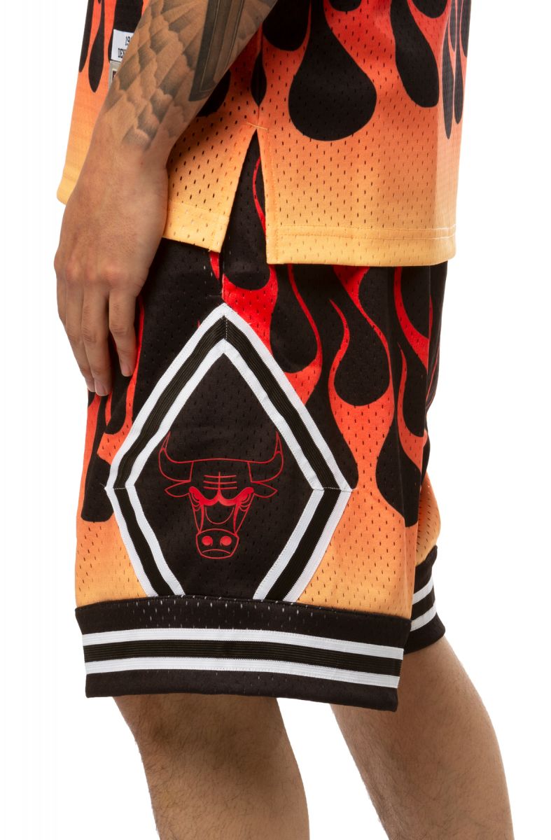 Mitchell and Ness Chicago Bulls Flames Swingman Shorts