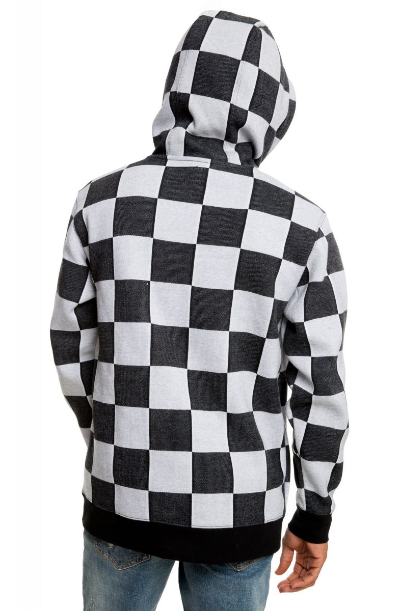 The Checker Jacquard Pullover Hoodie In Black White